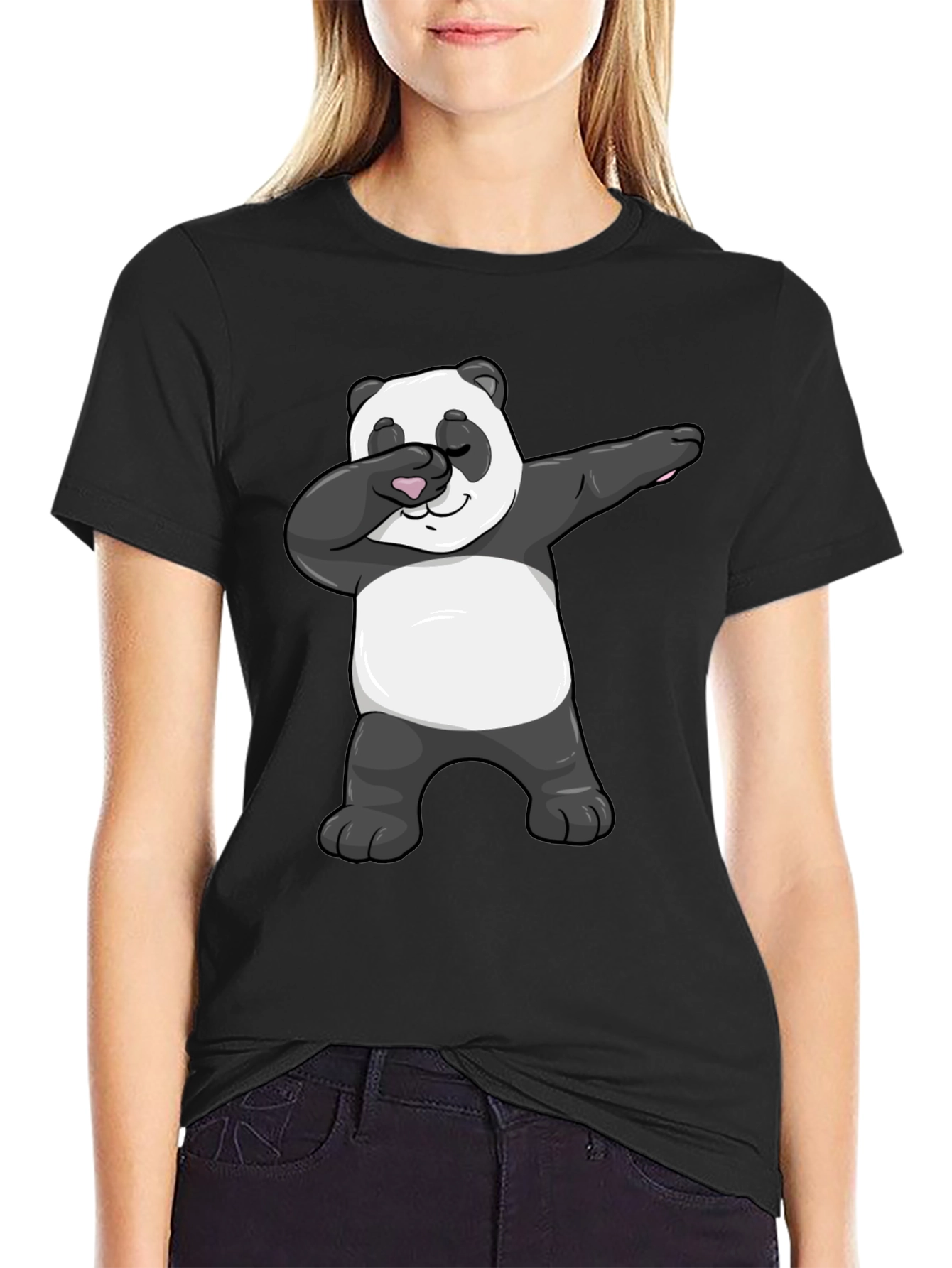 Black Dabbing Panda Graphic Tee - Men's Black T-Shirt view 2