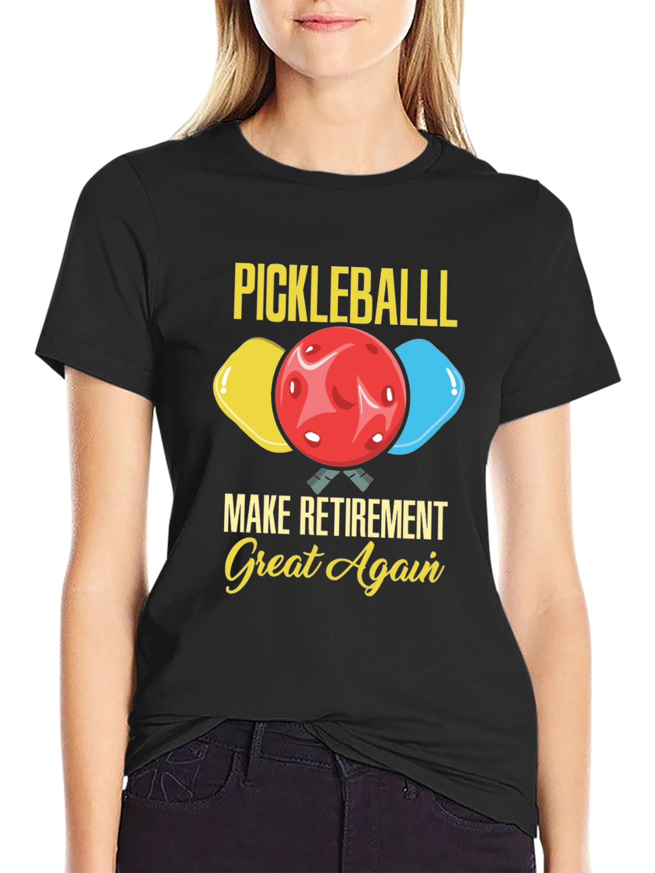 Black Pickleball Retirement T-Shirt view 2