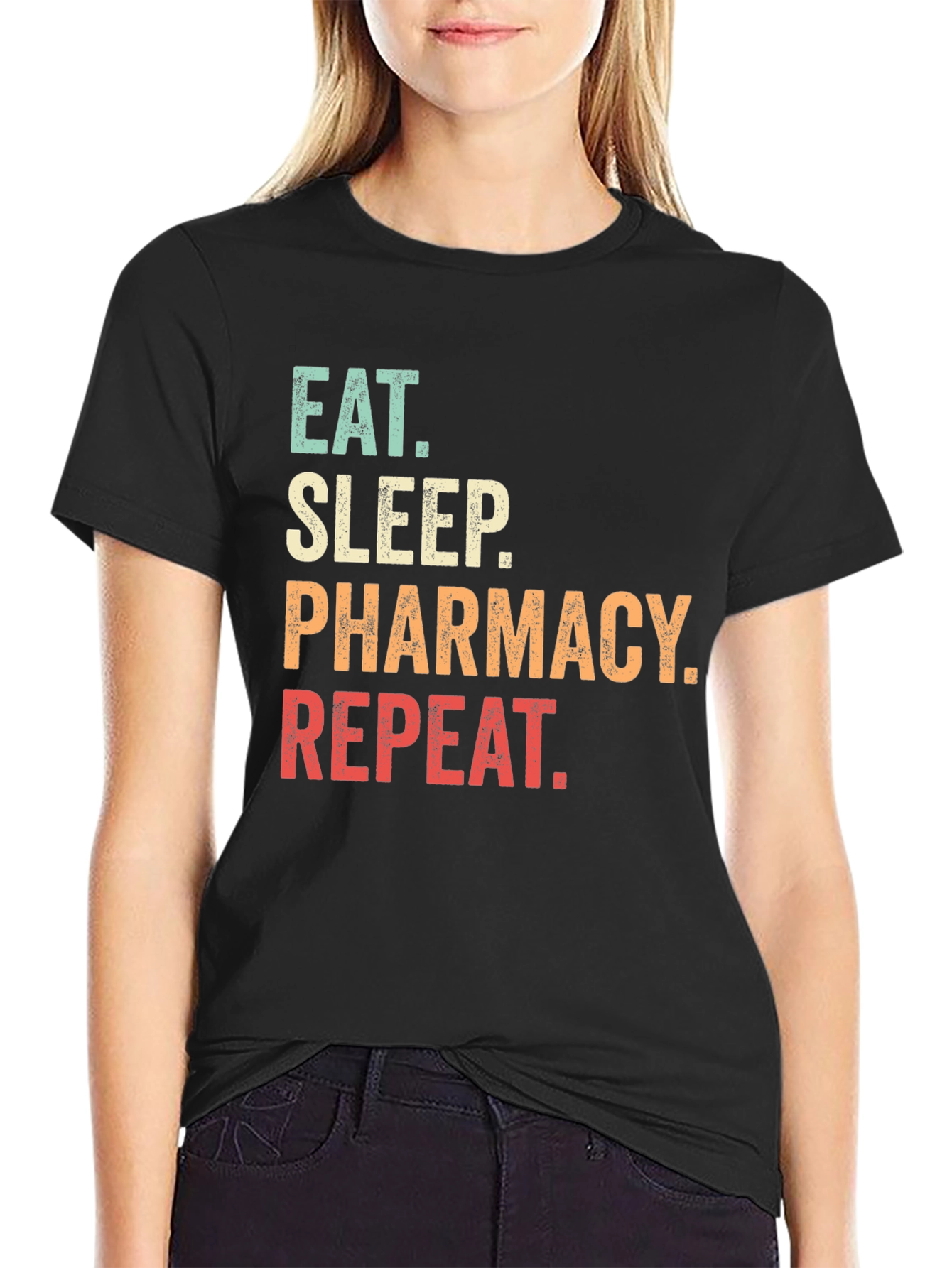 Black Eat Sleep Pharmacy Repeat T-Shirt view 2