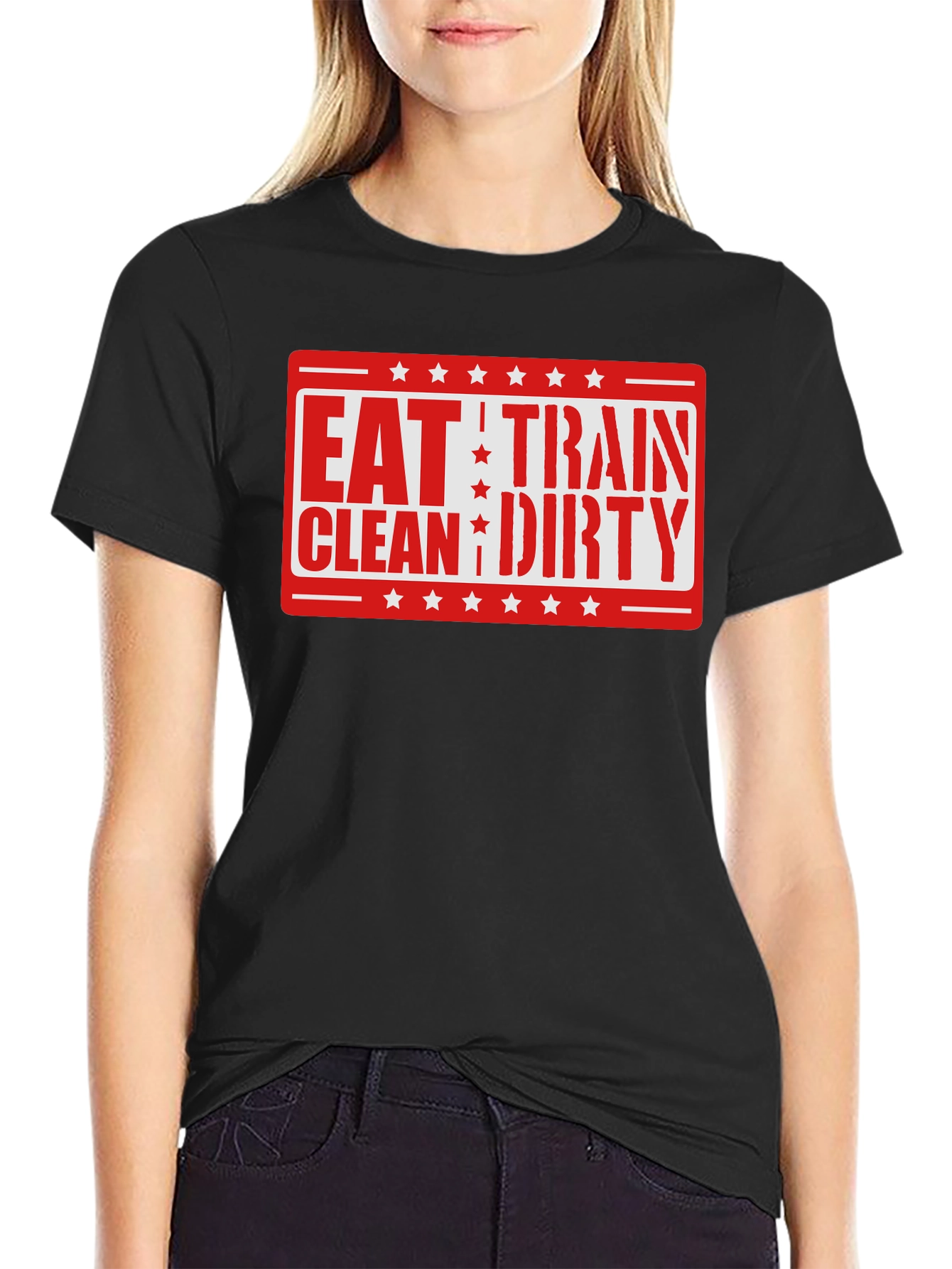 Black Eat Train Clean Dirty T-Shirt - Workout Fitness view 2