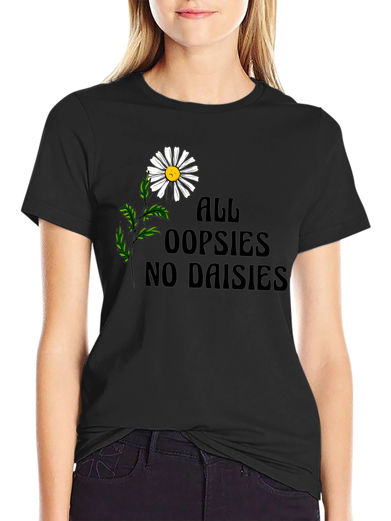Black Oopsies No Daisies Graphic Tee - Unisex Black T-Shirt view 2