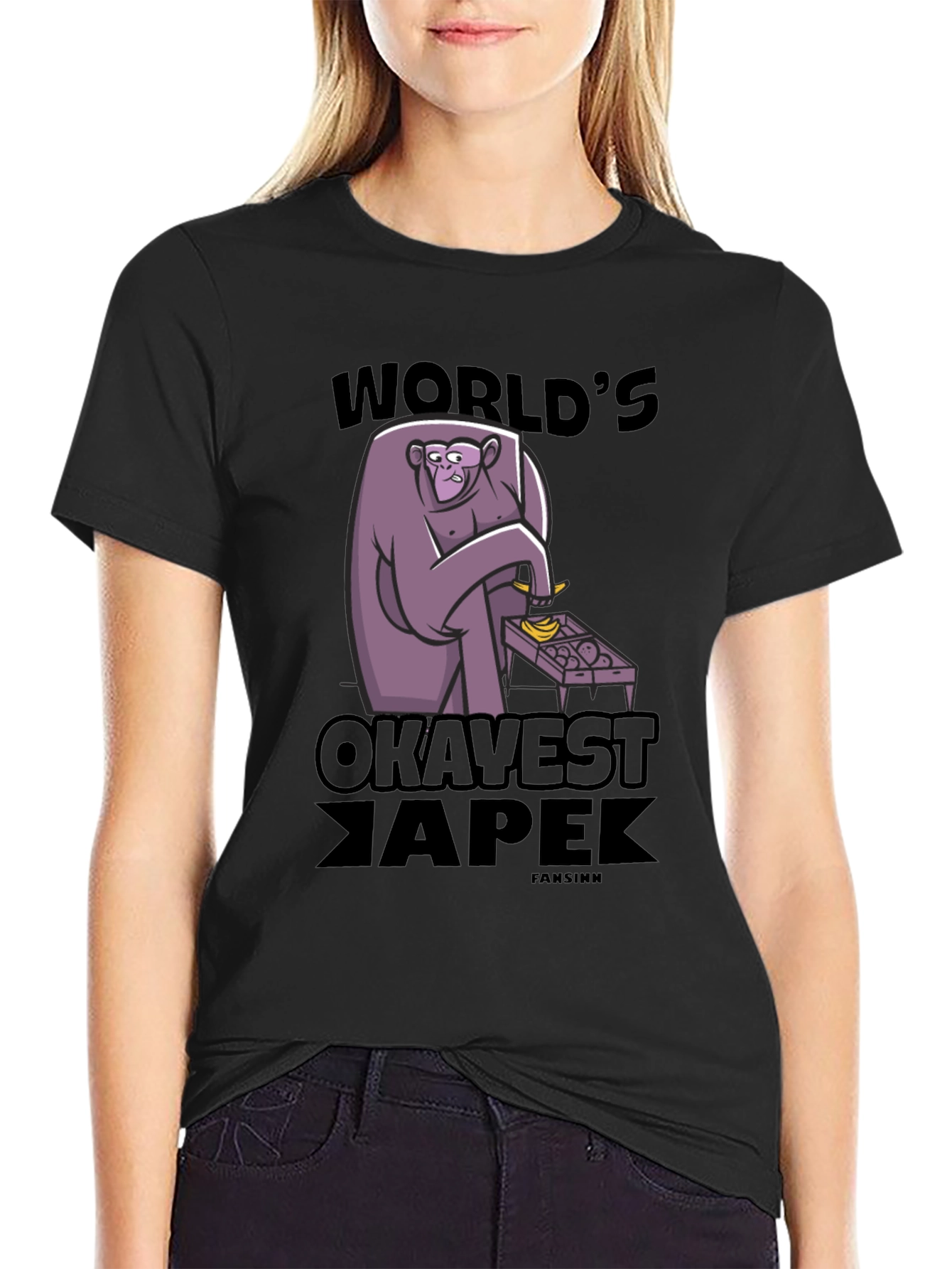 Black World's Okayest Ape Graphic Tee view 2