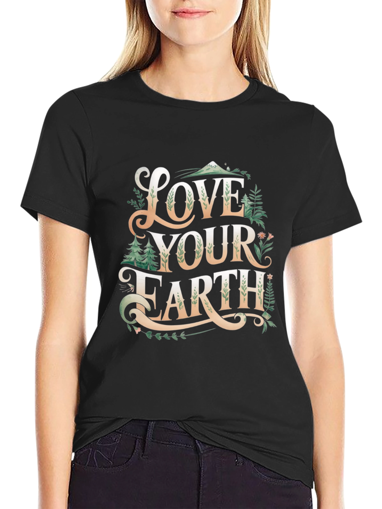Black Love Your Earth Graphic T-Shirt - Black view 2