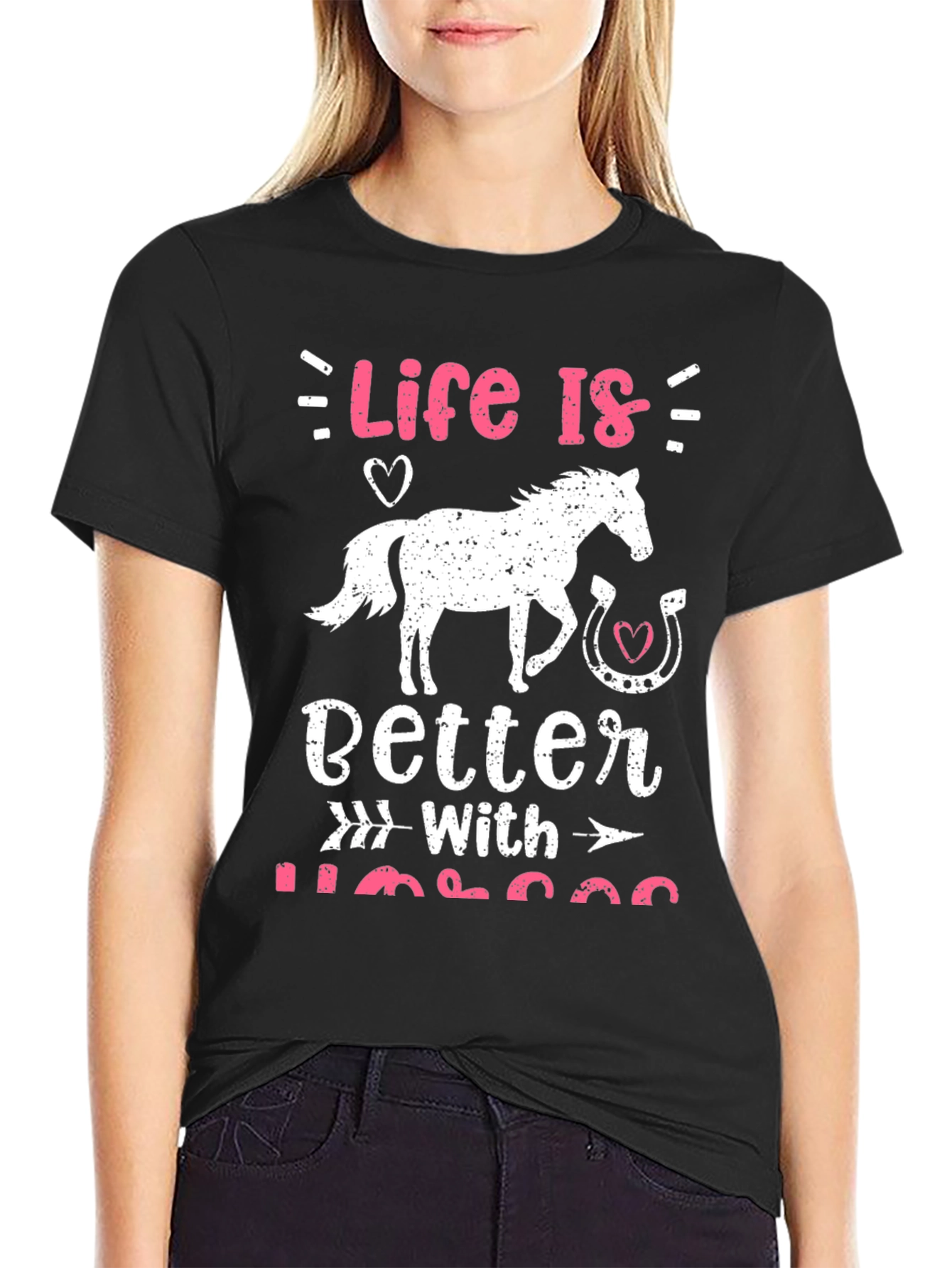 Black Life is Better with Horses Graphic Tee view 2