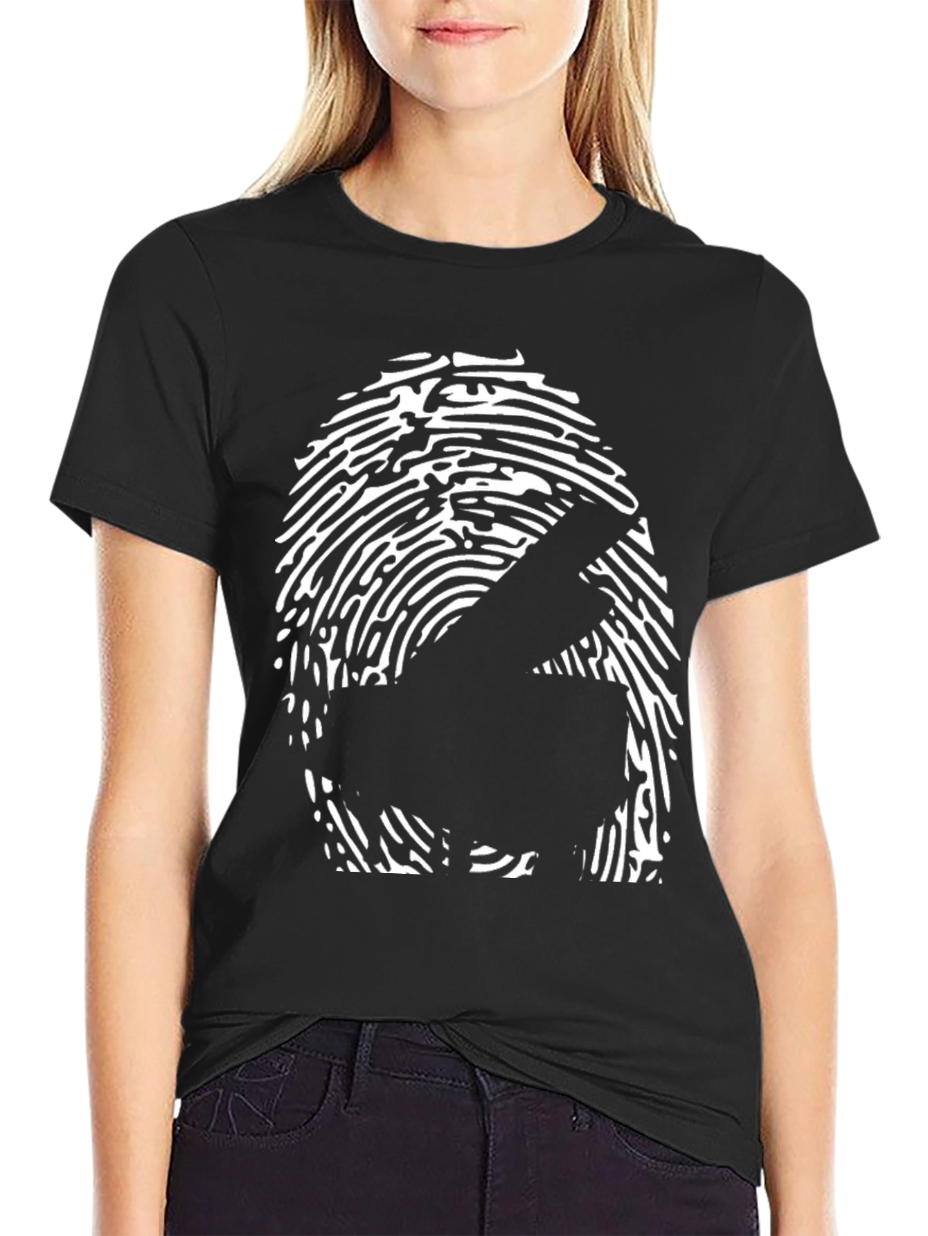 Black Piano Fingerprint Graphic Tee - Music Lover Shirt view 2