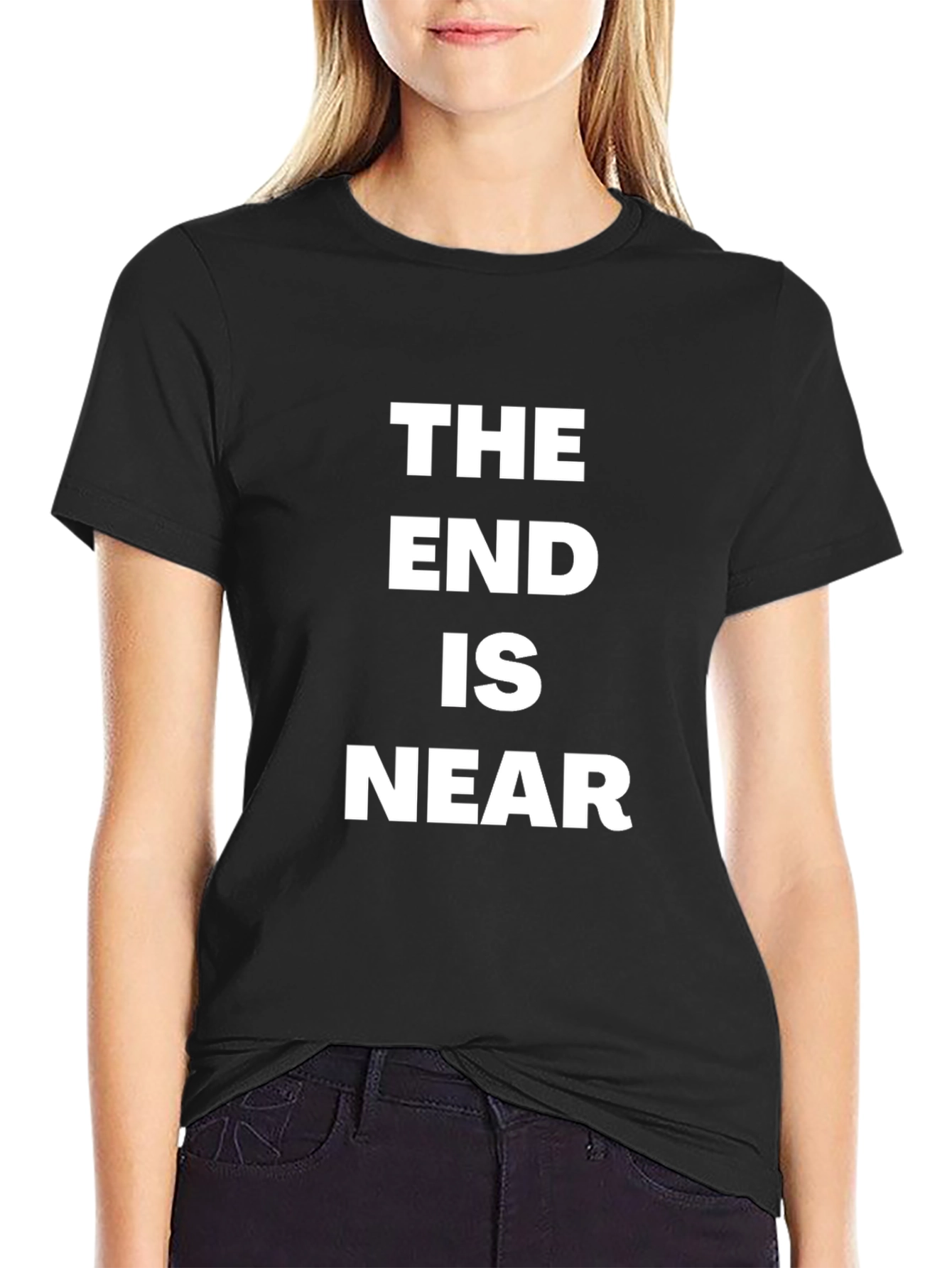 Black The End Is Near Graphic Tee - Black Cotton T-Shirt view 2