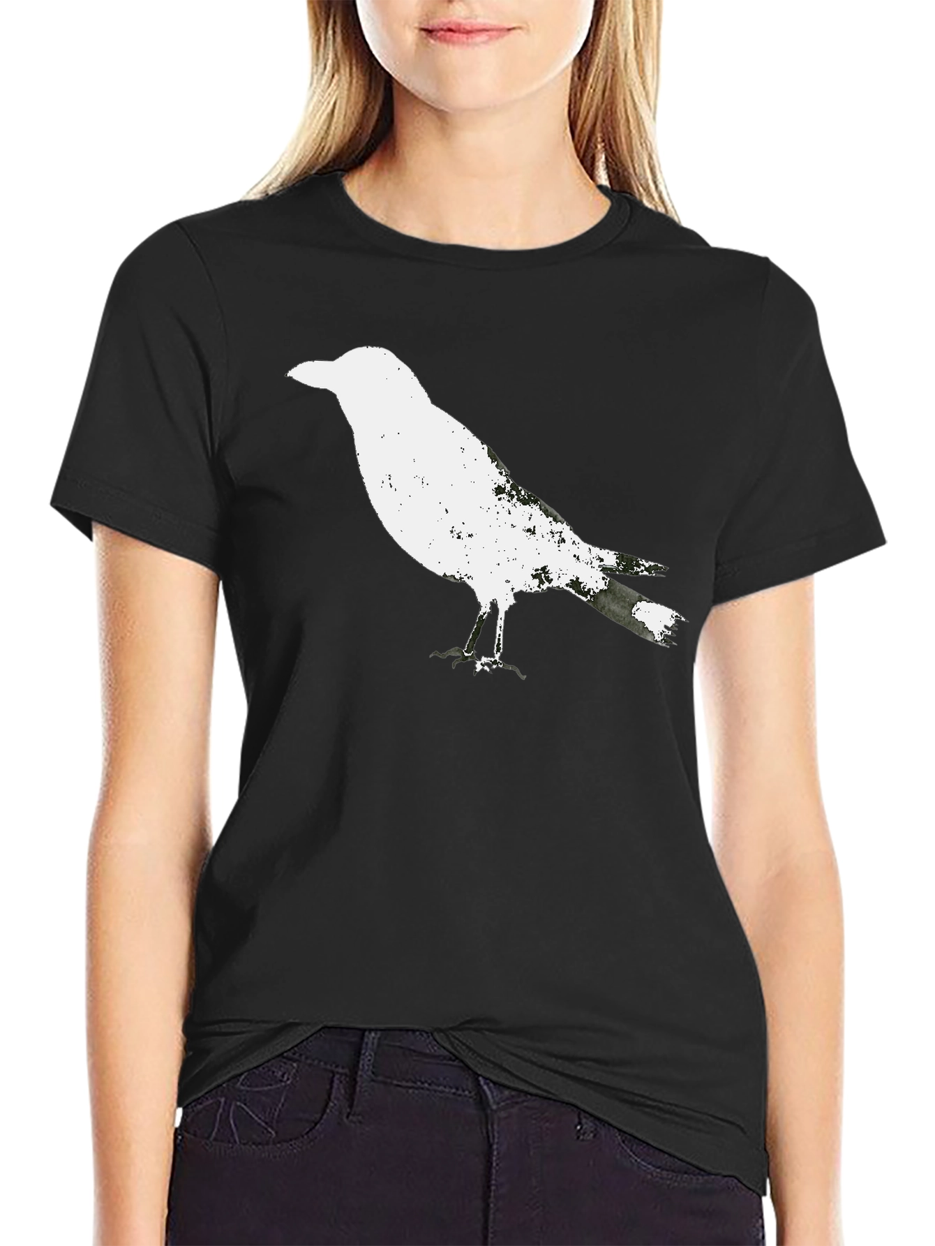 Black Raven Graphic Tee - Black Cotton T-Shirt view 2