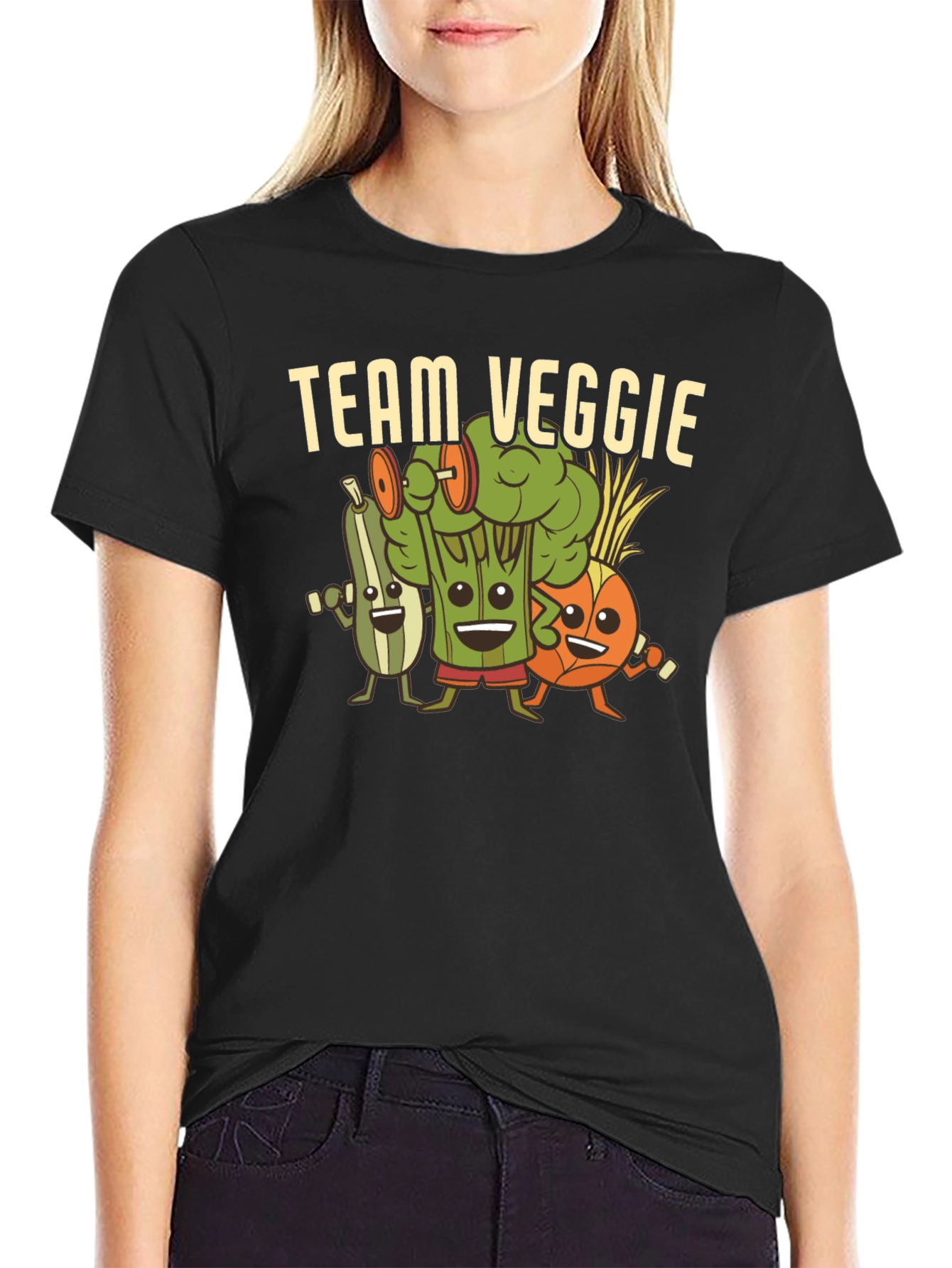 Black Team Veggie Workout Black T-Shirt view 2