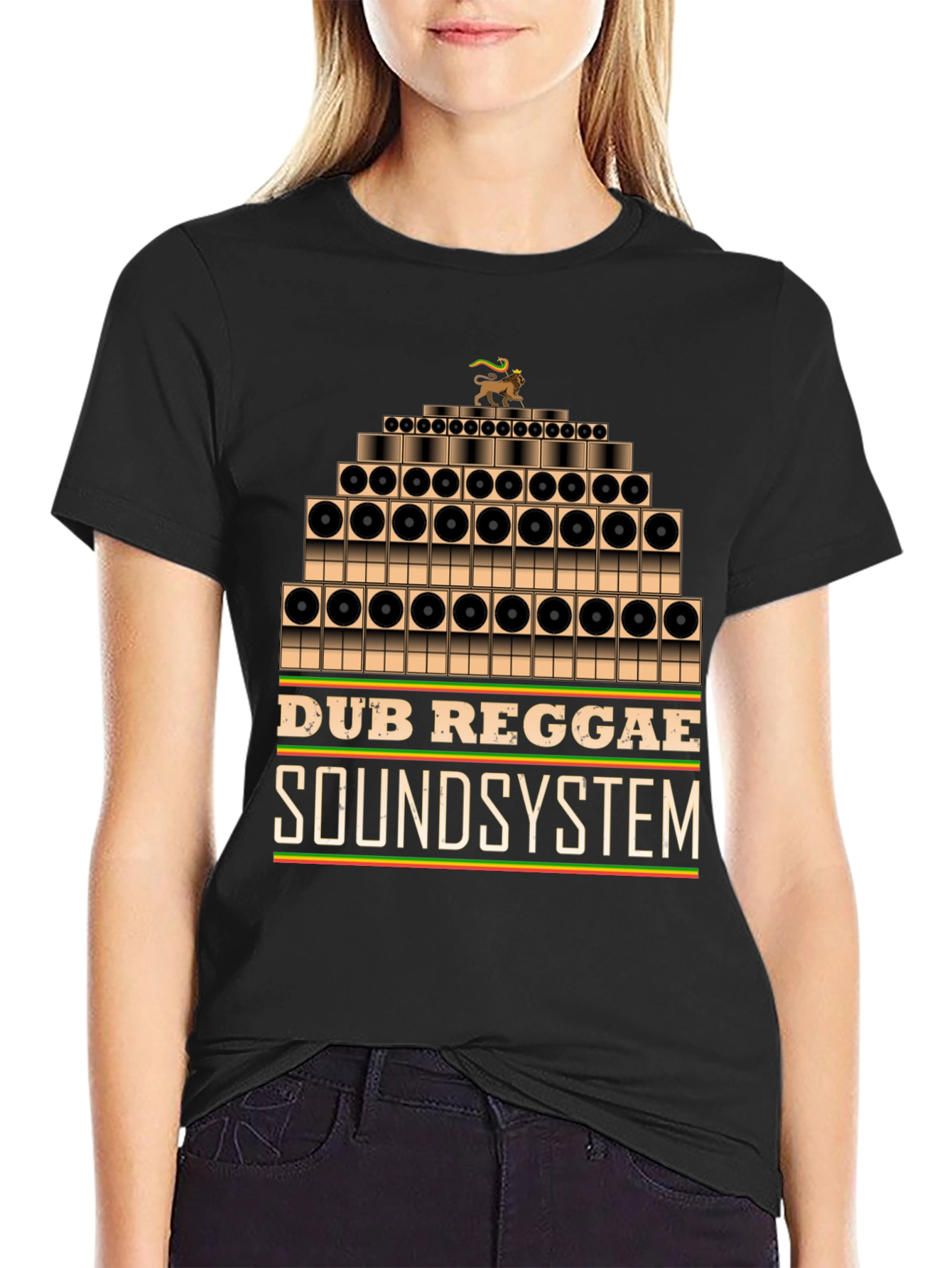 Black Dub Reggae Soundsystem Graphic Tee - Black view 2