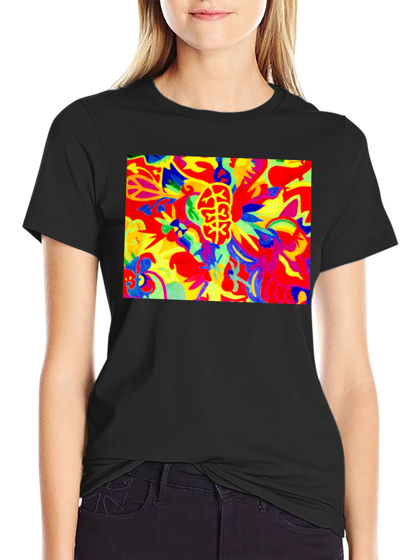 Black Psychedelic Brain Art Black T-Shirt view 2