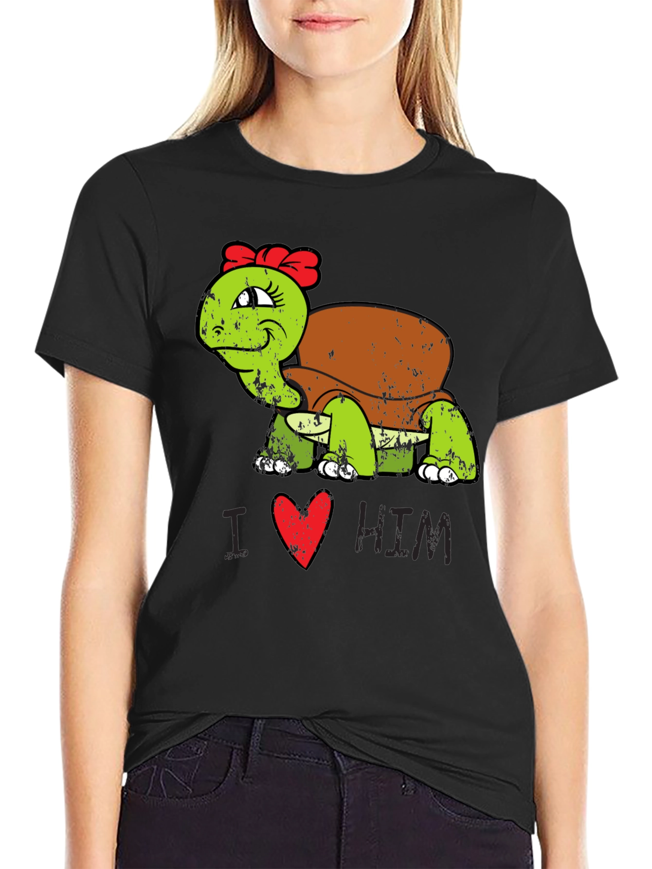 Black I Love Him Turtle T-Shirt view 2