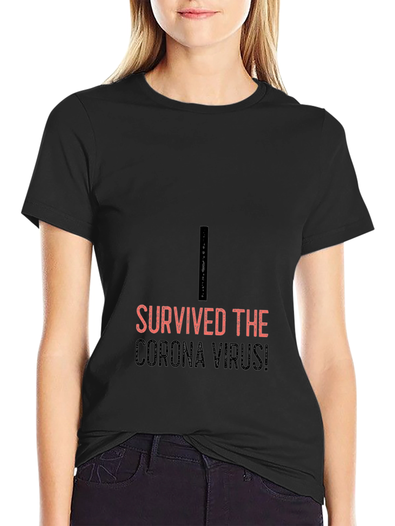 Black I Survived The Corona Virus T-Shirt view 2