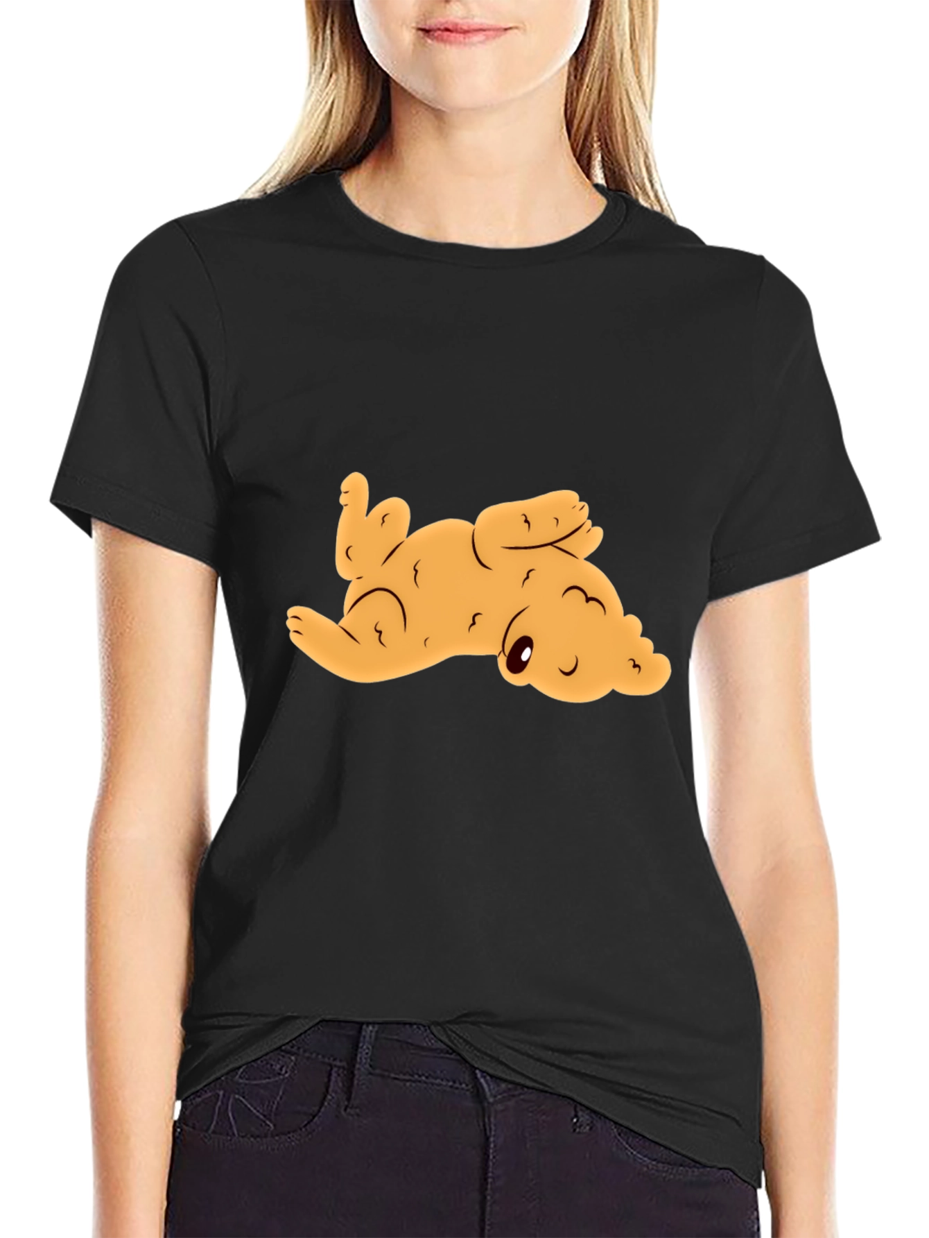 Black Cute Puppy Graphic Tee - Black view 2