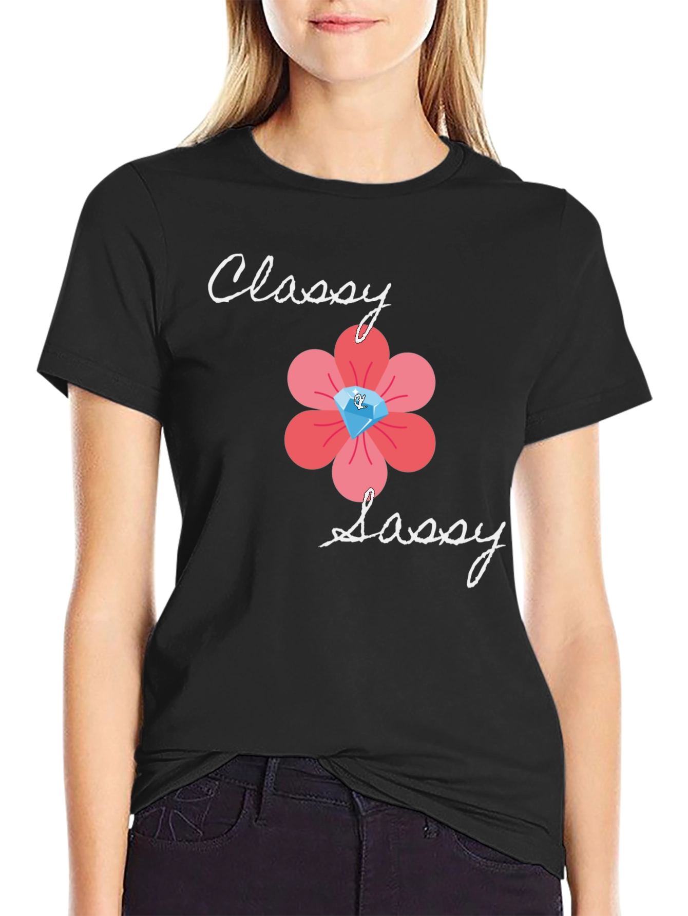 Black Classy Sassy Graphic Tee - Black Casual T-Shirt view 2