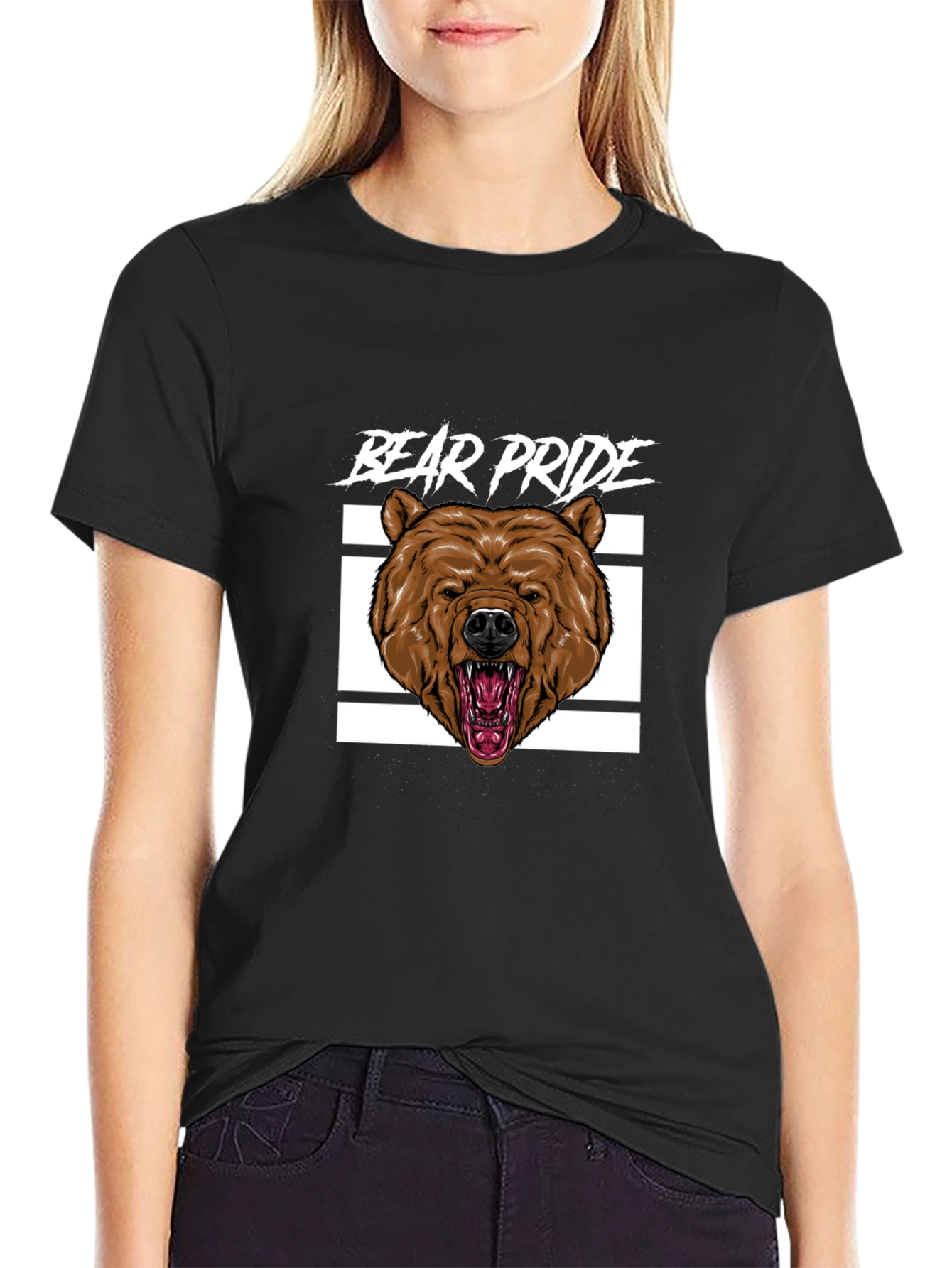 Black Bear Pride Graphic T-Shirt - Bold Animal Print view 2