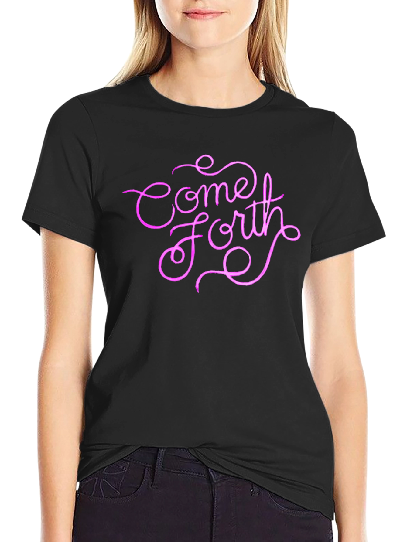 Black Come Forth Graphic Tee - Stylish Black Cotton T-Shirt view 2