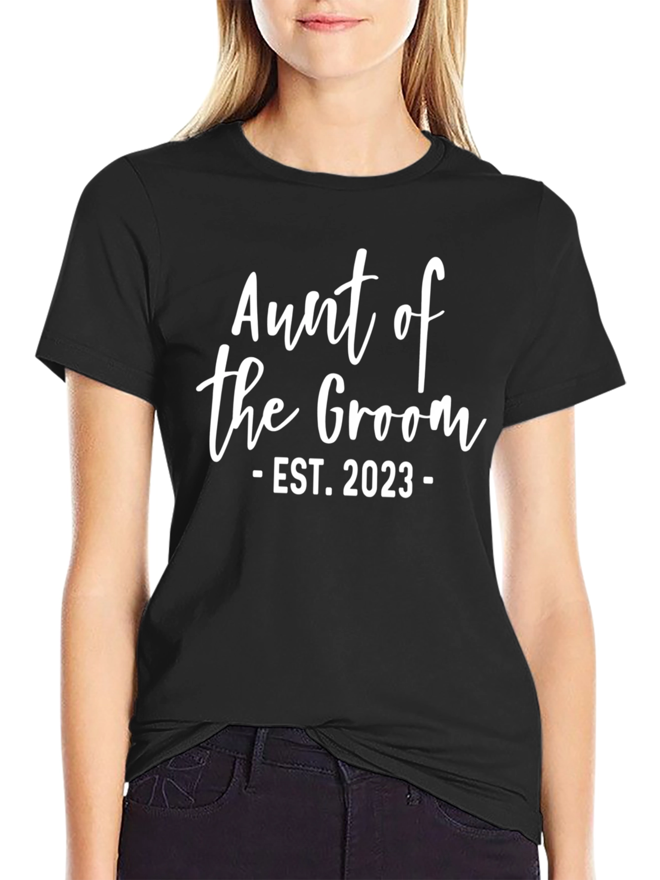 Black Aunt of the Groom EST. 2023 T-Shirt view 2