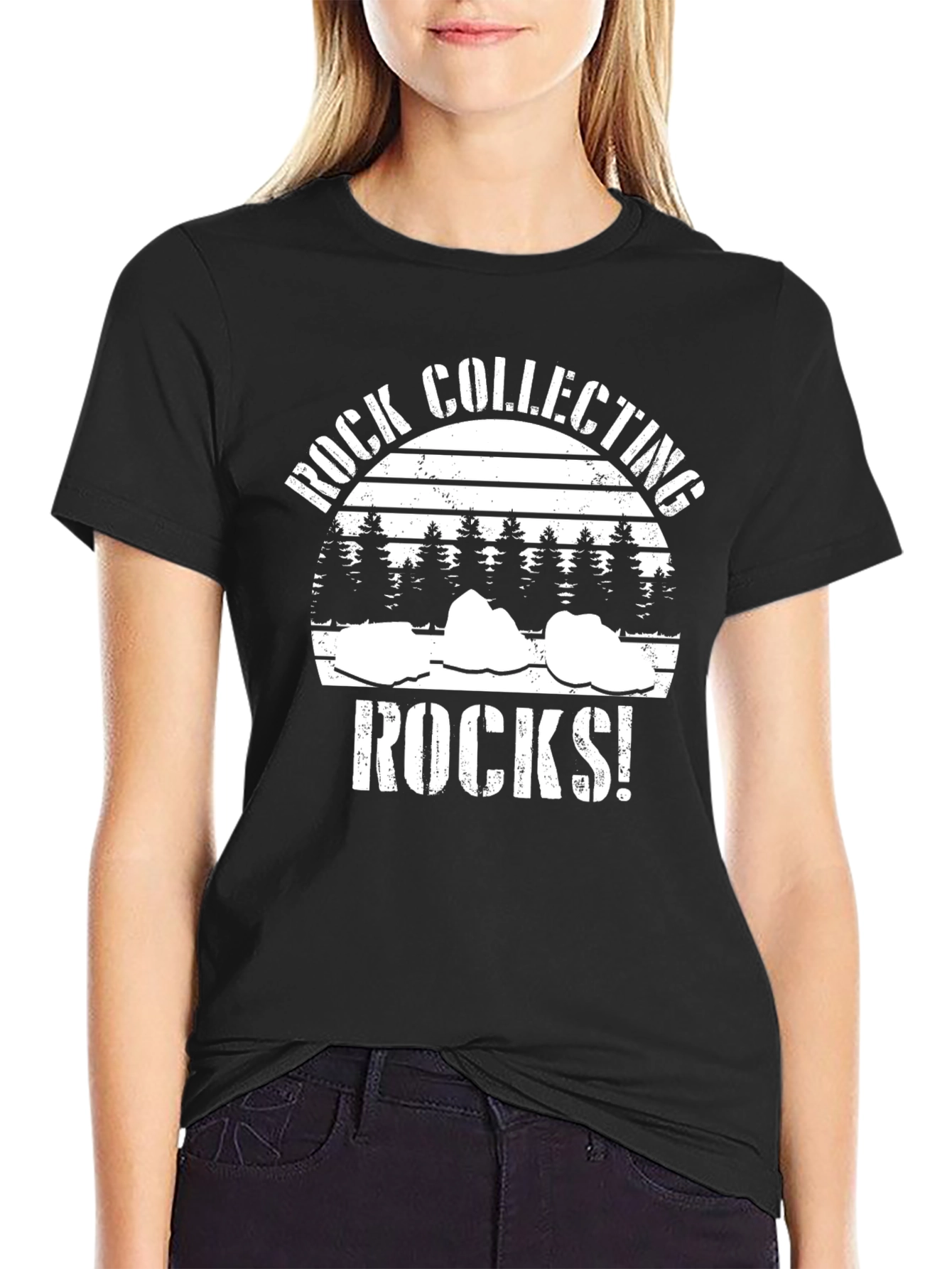 Black Rock Collecting Rocks! T-Shirt view 2