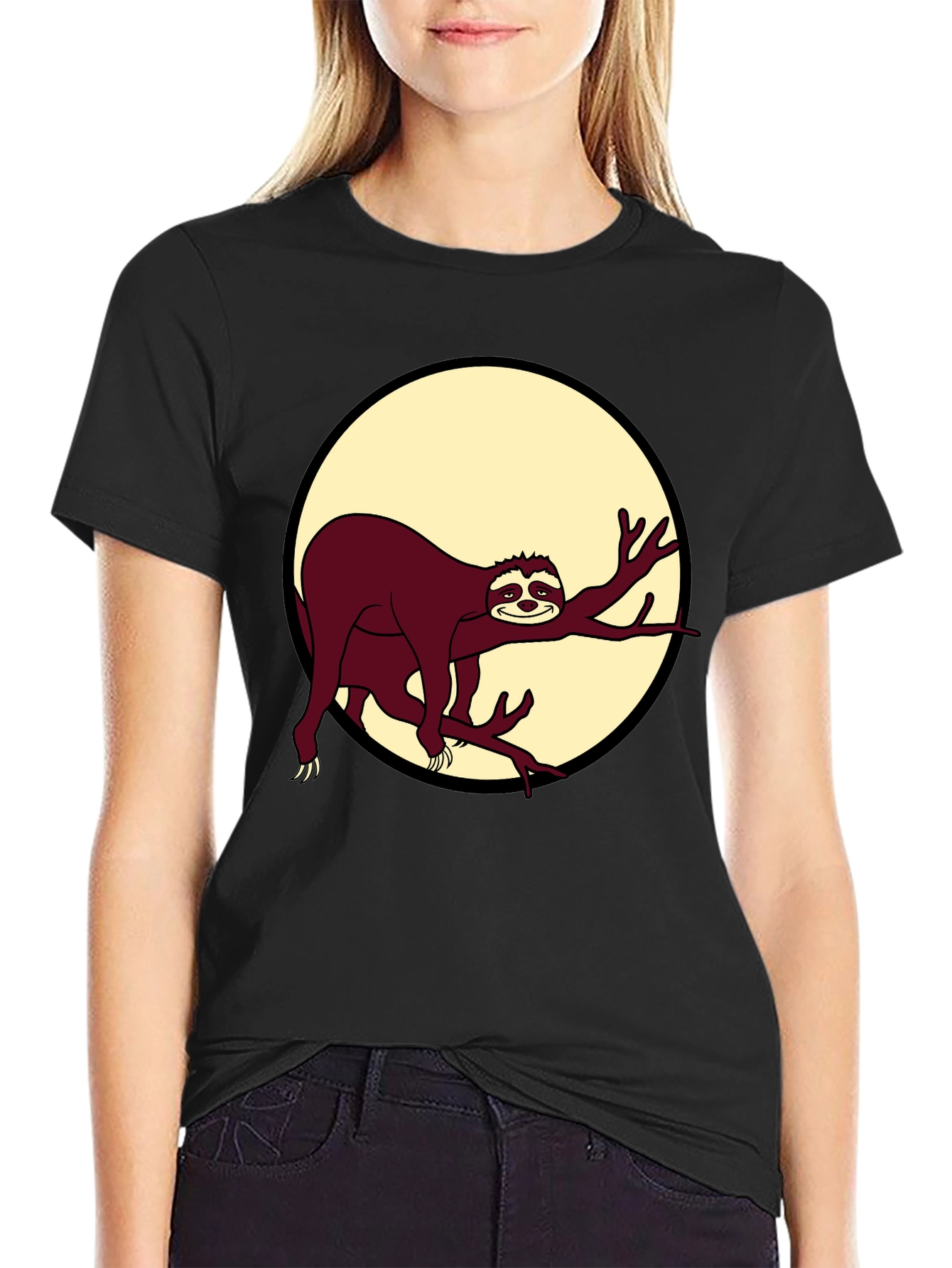 Black Chill Sloth Graphic T-Shirt - Men's Black Tee view 2