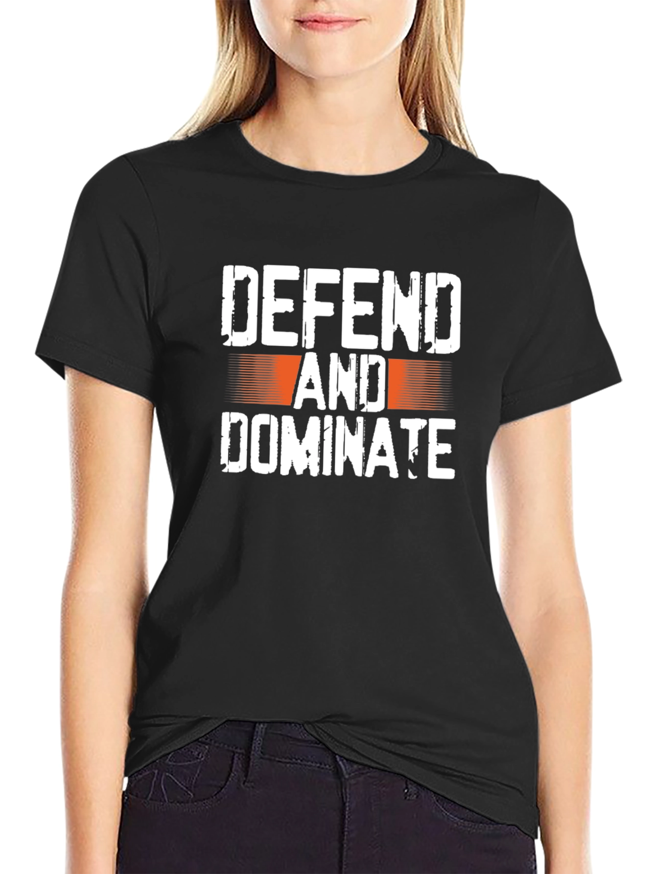 Black Defend and Dominate Graphic T-Shirt view 2