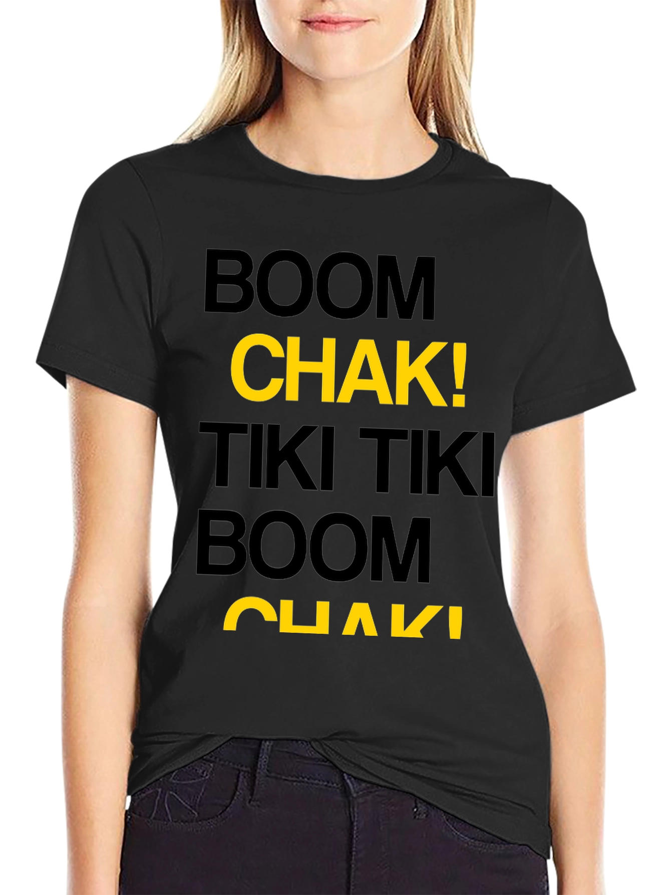 Black Boom Chak! Graphic Tee - Men's Short Sleeve Black T-Shirt view 2