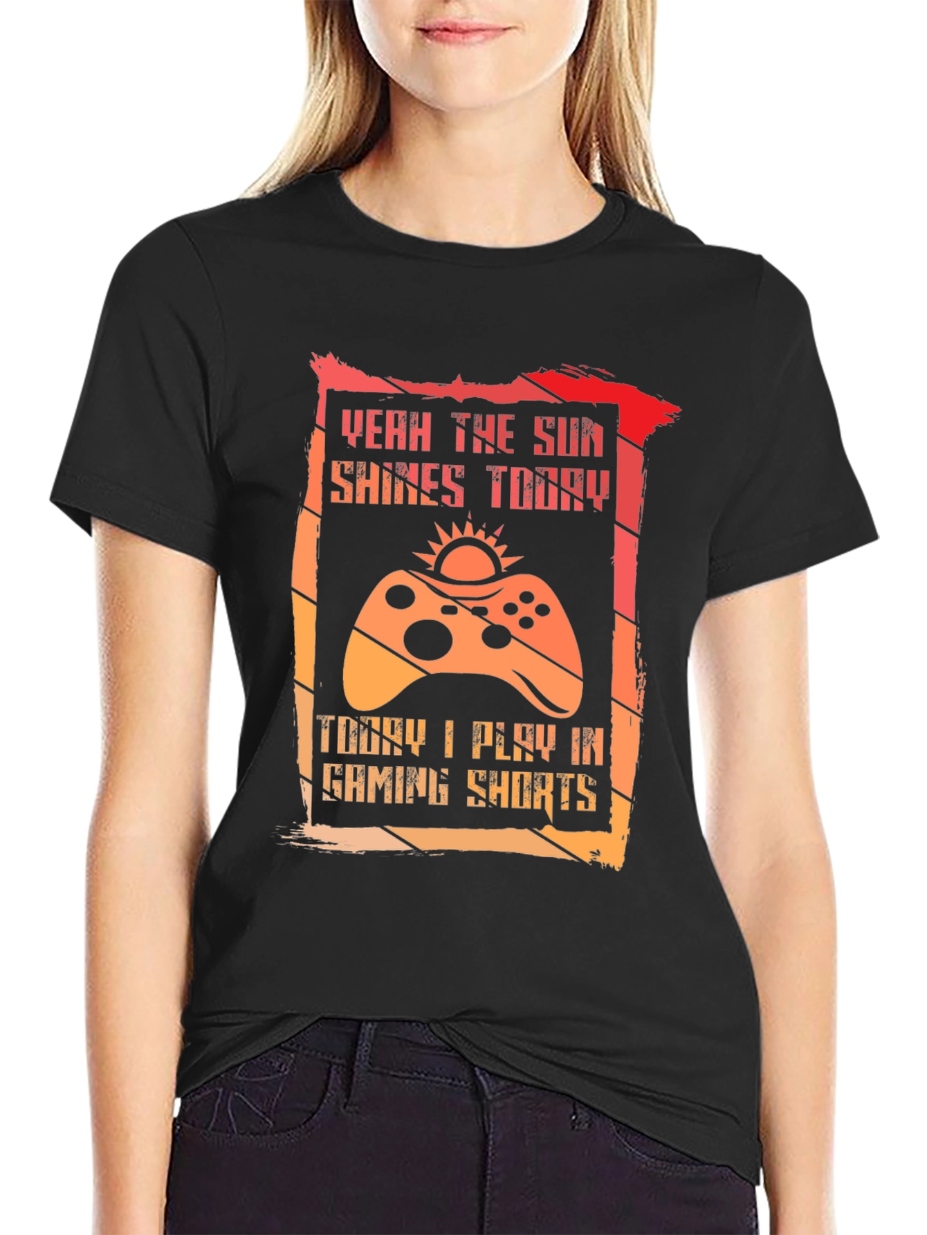 Black Gaming Shorts T-Shirt, Gamer Apparel view 2