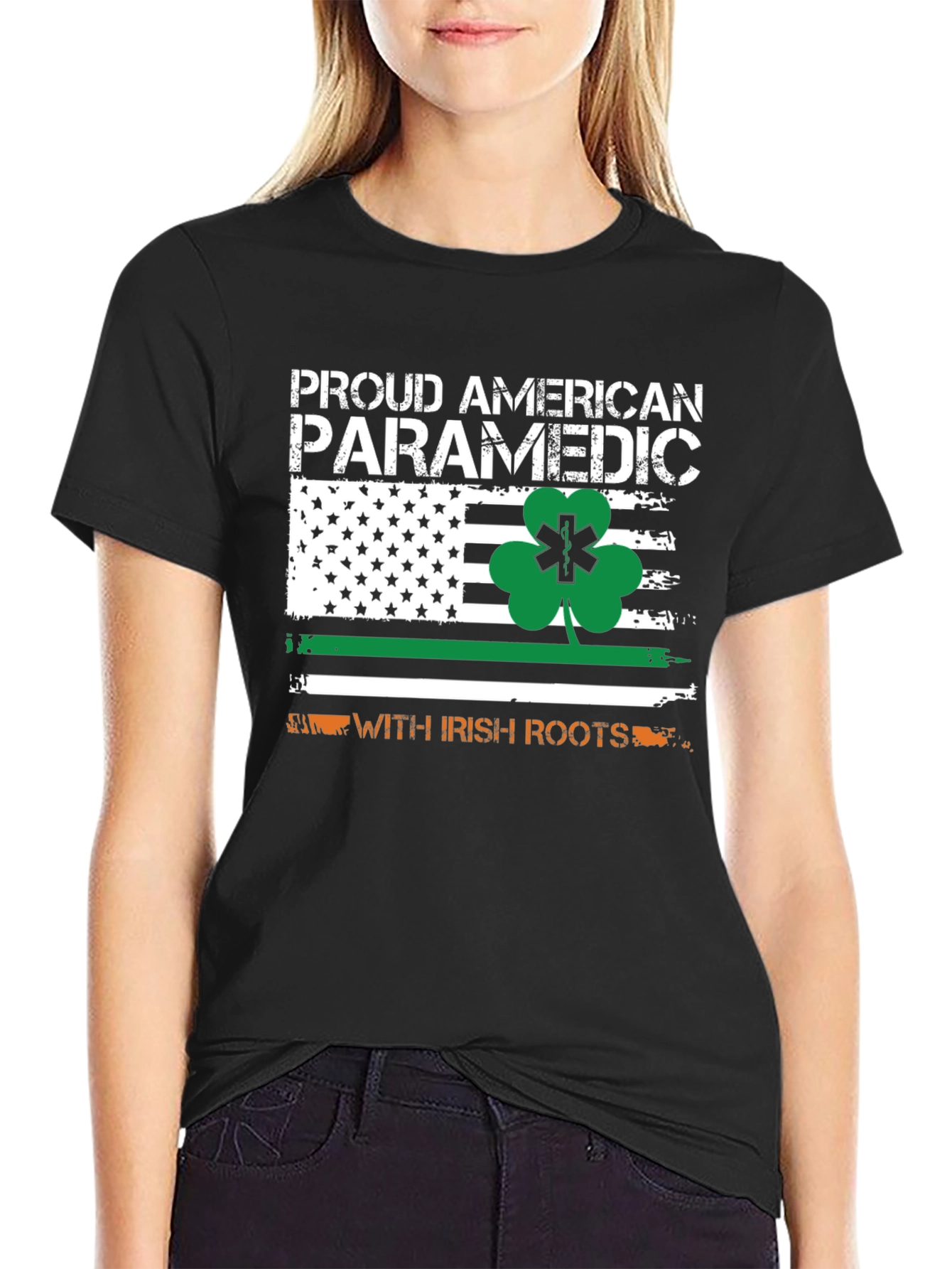 Proud American Paramedic T-Shirt - Irish Roots - 2
