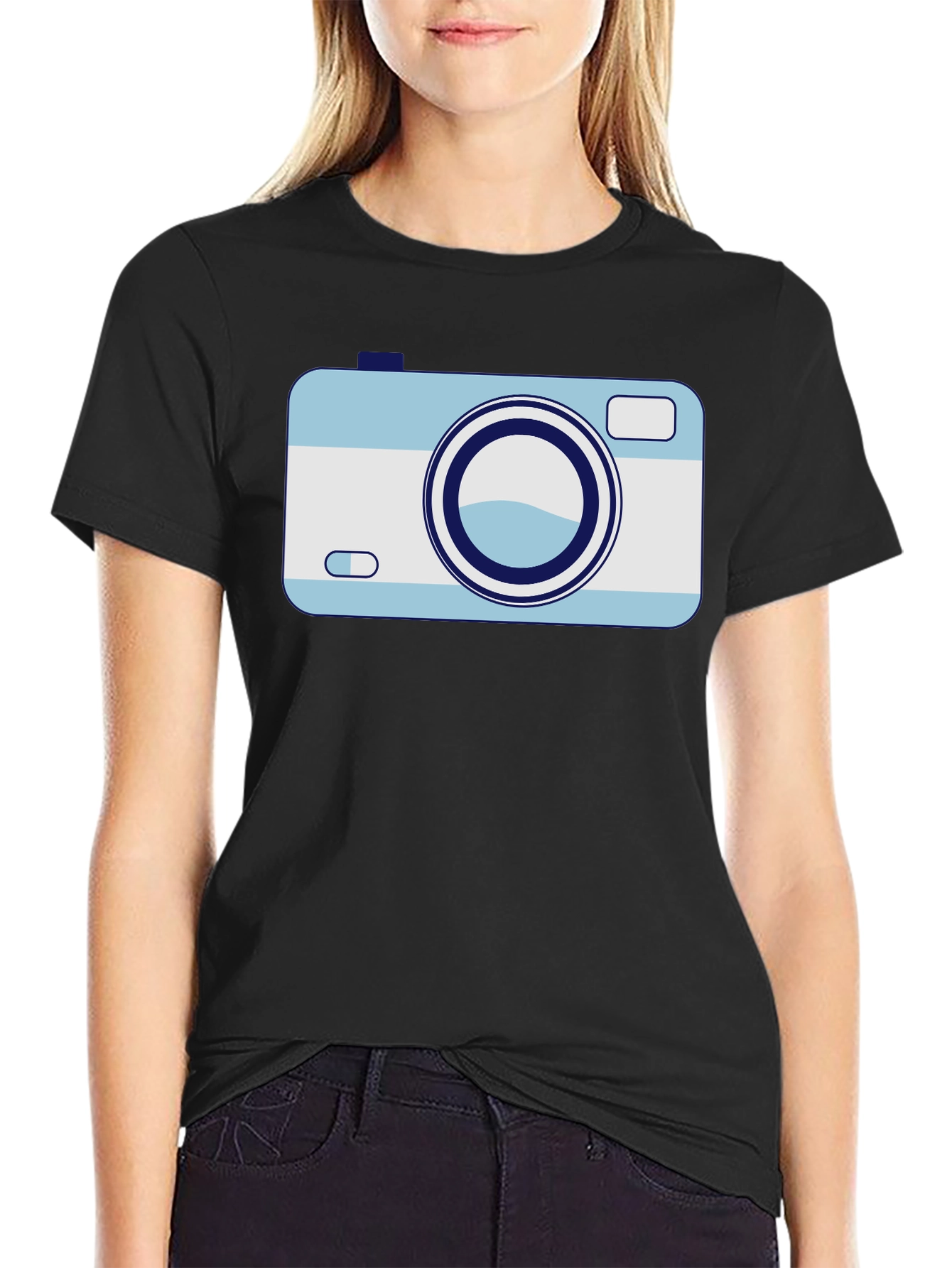 Black Retro Camera Graphic Tee - Black view 2