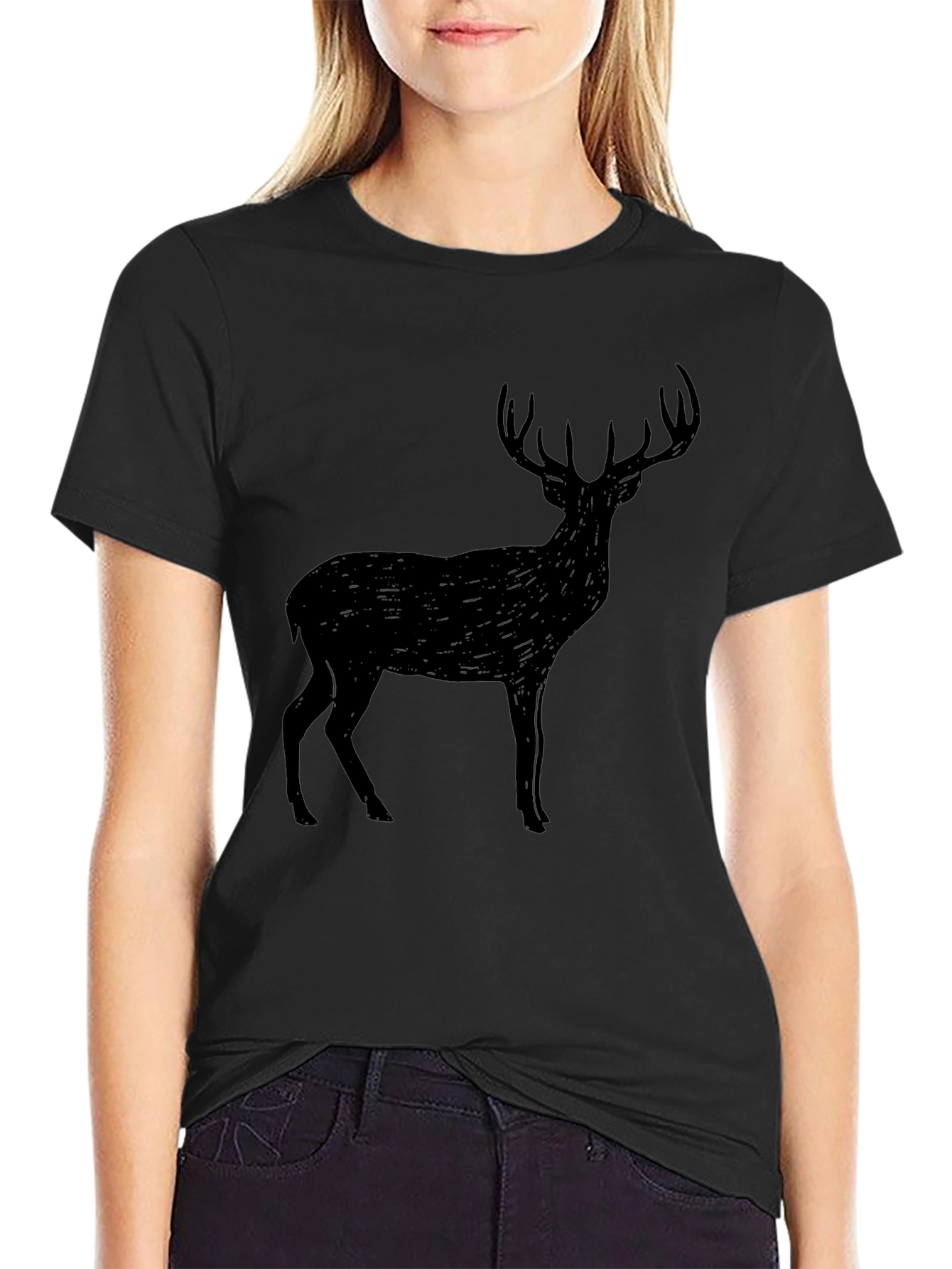 Black Black Deer Graphic T-Shirt - Men's Casual Tee view 2