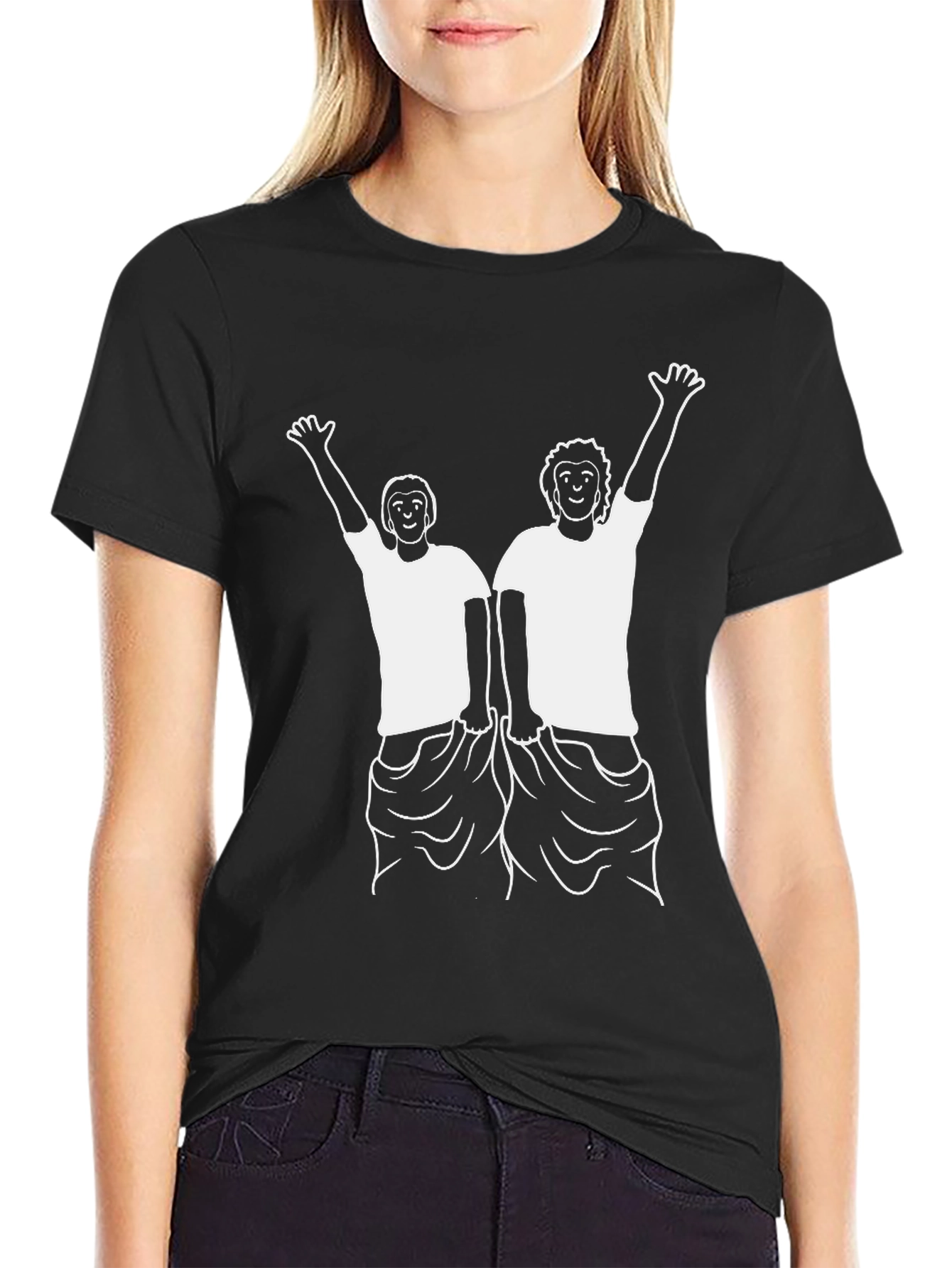Black Comical Friends Graphic T-Shirt view 2