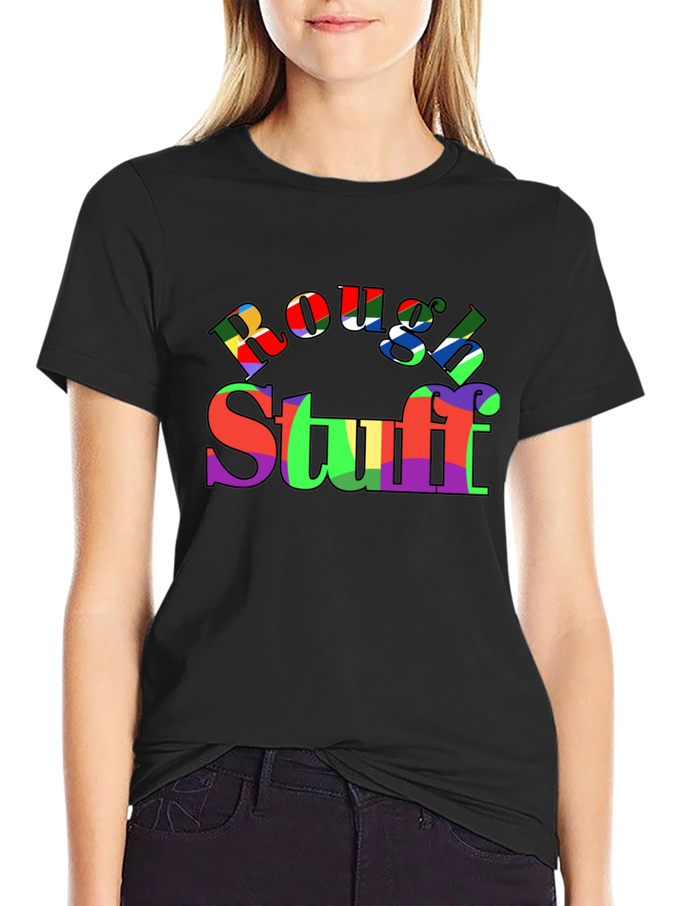 Black Rough & Stuff Colorful Graphic T-Shirt view 2