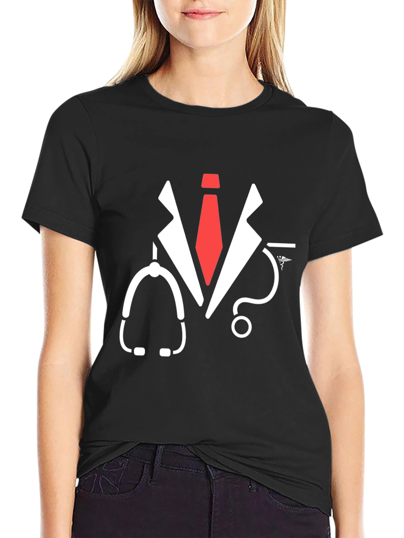 Black Doctor Coat T-Shirt - Medical Professional Tee view 2