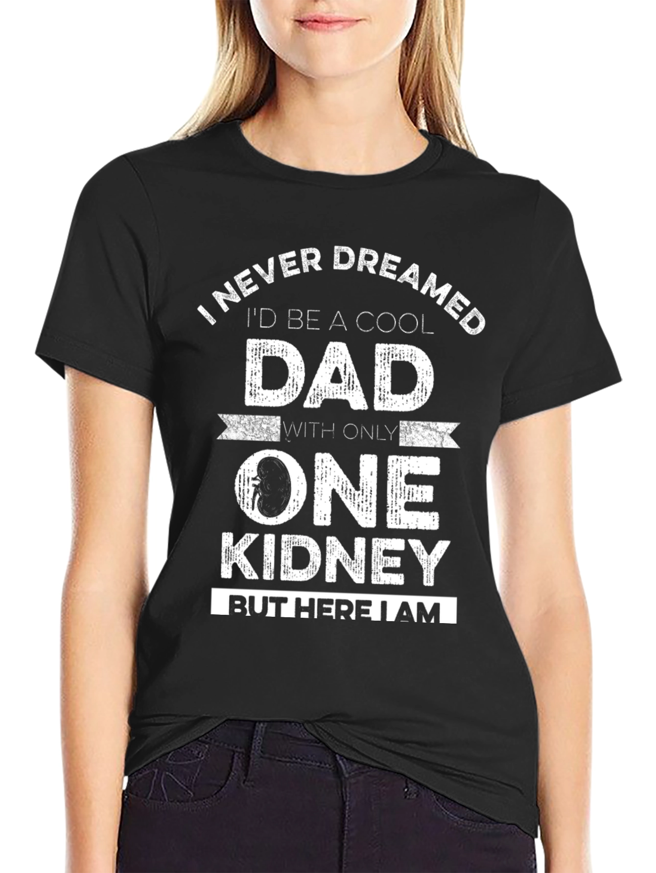 Black Cool Dad One Kidney Funny T-Shirt view 2