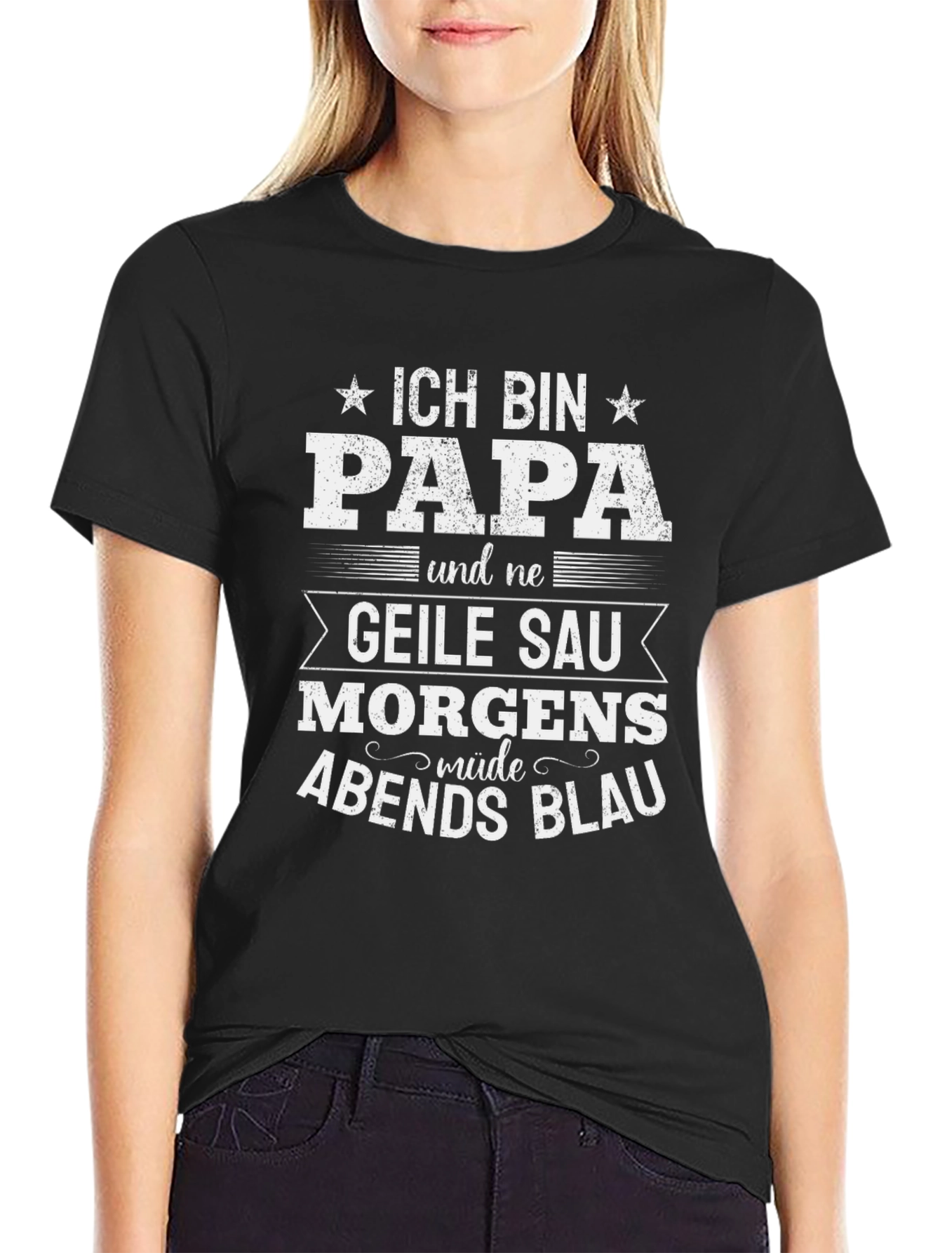 Black Funny German Dad T-Shirt - Ich Bin Papa view 2