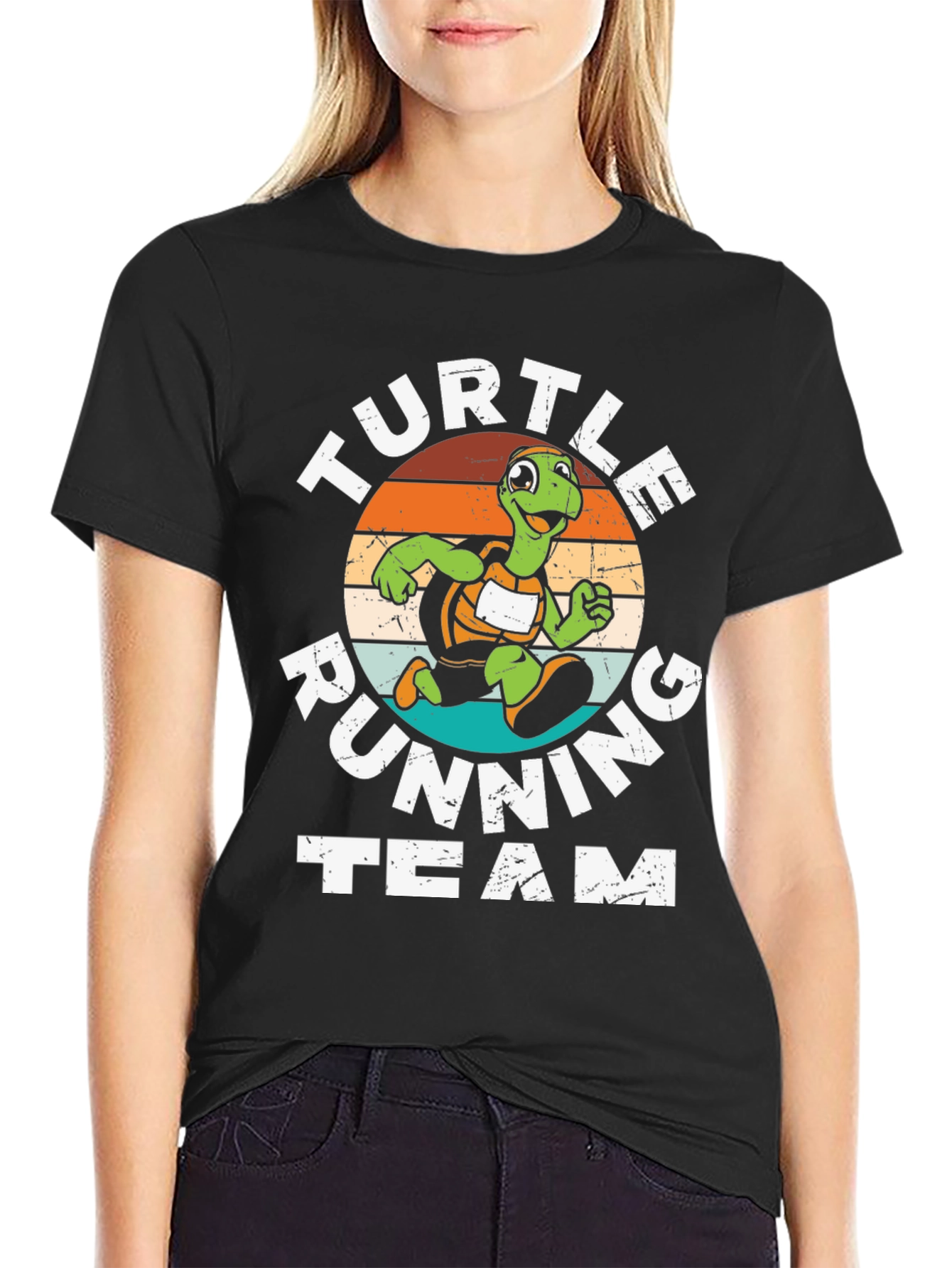 Black Turtle Running Team Graphic Tee - Black Cotton Blend view 2