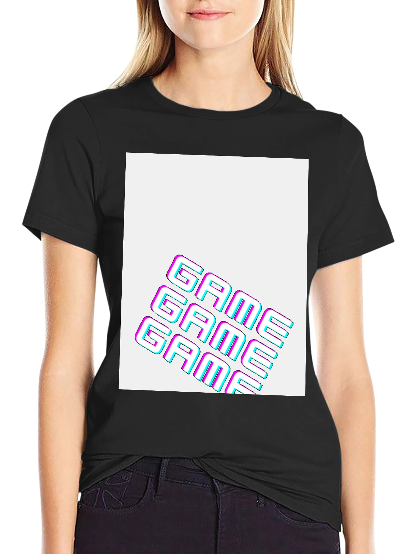 Black Retro Game Graphic T-Shirt - Black view 2