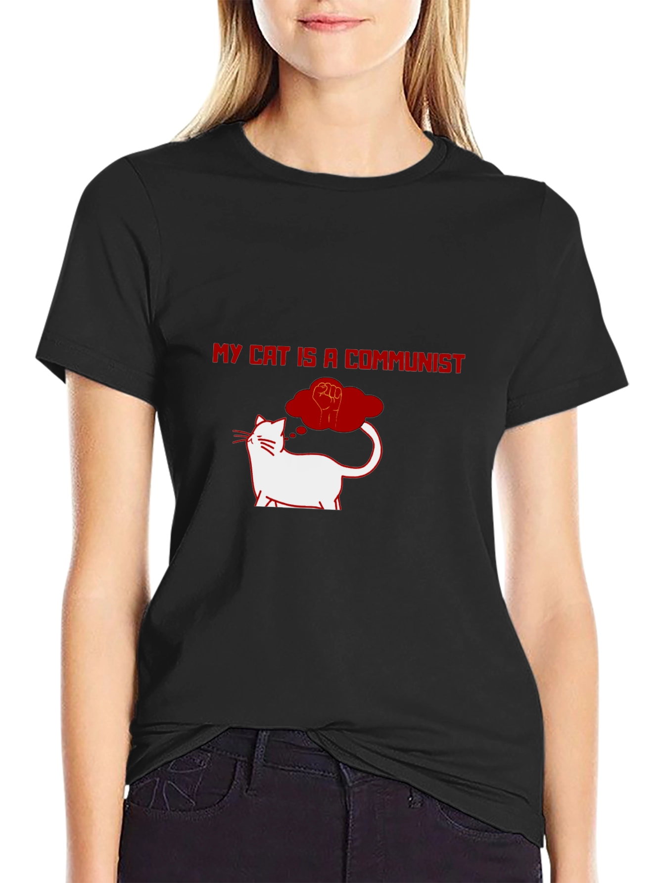 Black My Cat is a Communist T-Shirt view 2