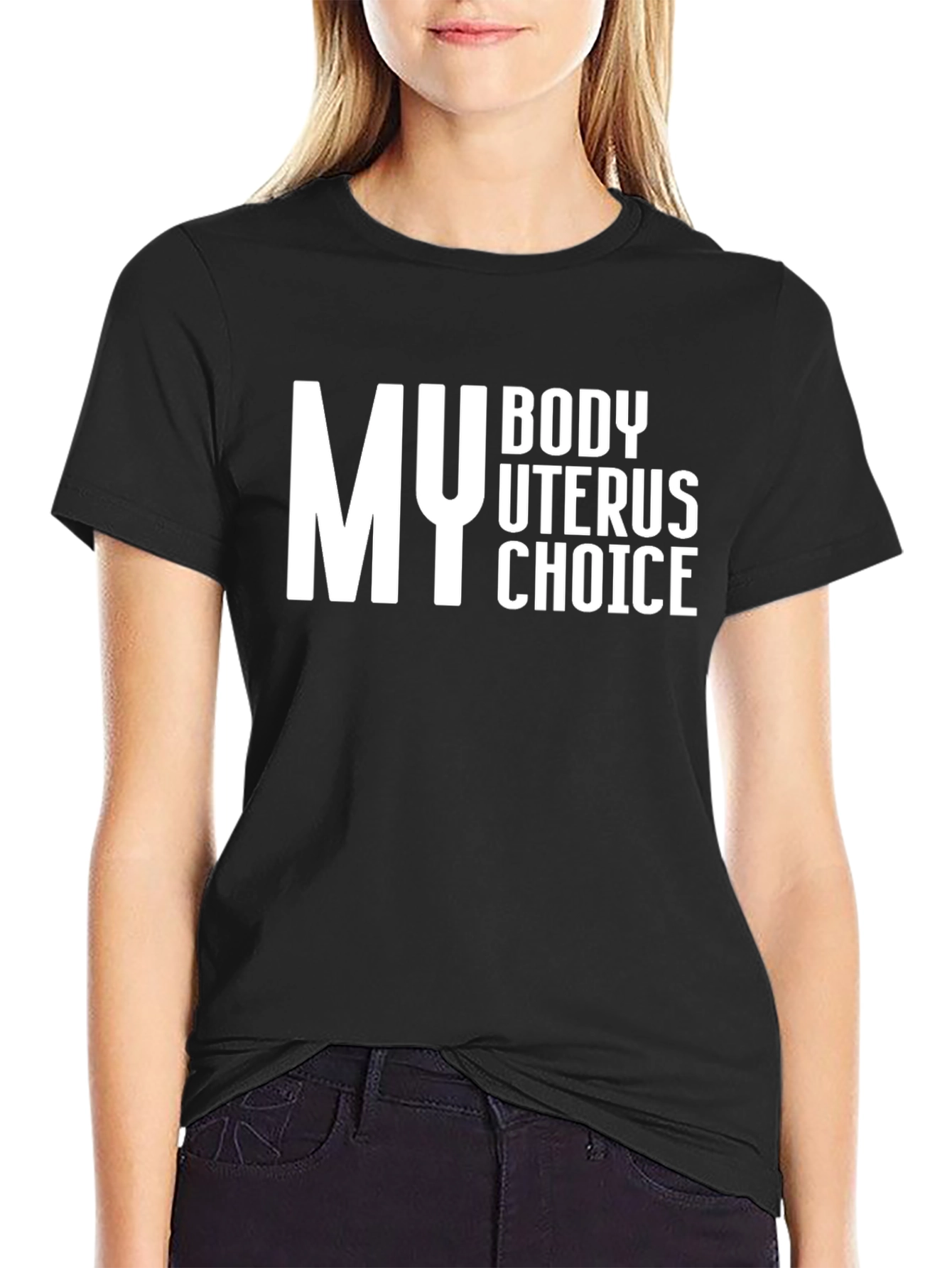Black My Body Uterus Choice T-Shirt - Pro Choice Tee view 2