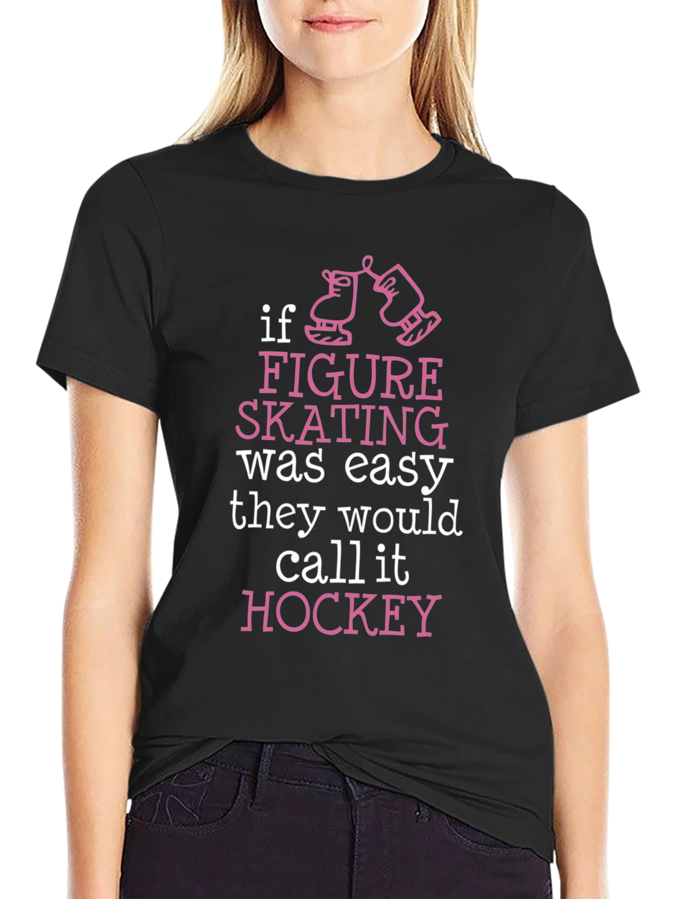 Black Figure Skating vs. Hockey T-Shirt view 2