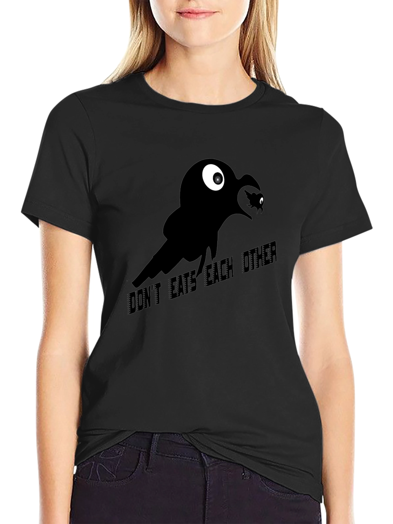 Black Raven Eats Raven Funny Graphic T-Shirt view 2