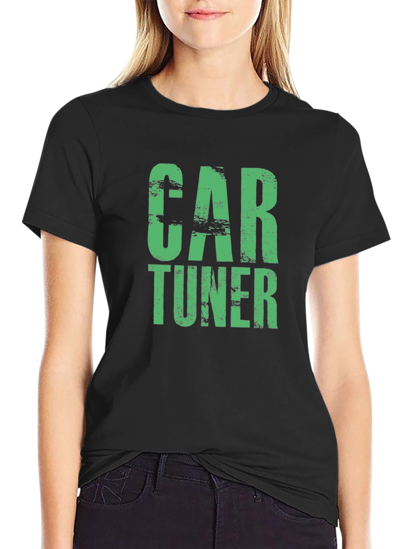 Black Car Tuner Distressed Graphic Tee - Black Cotton Blend view 2