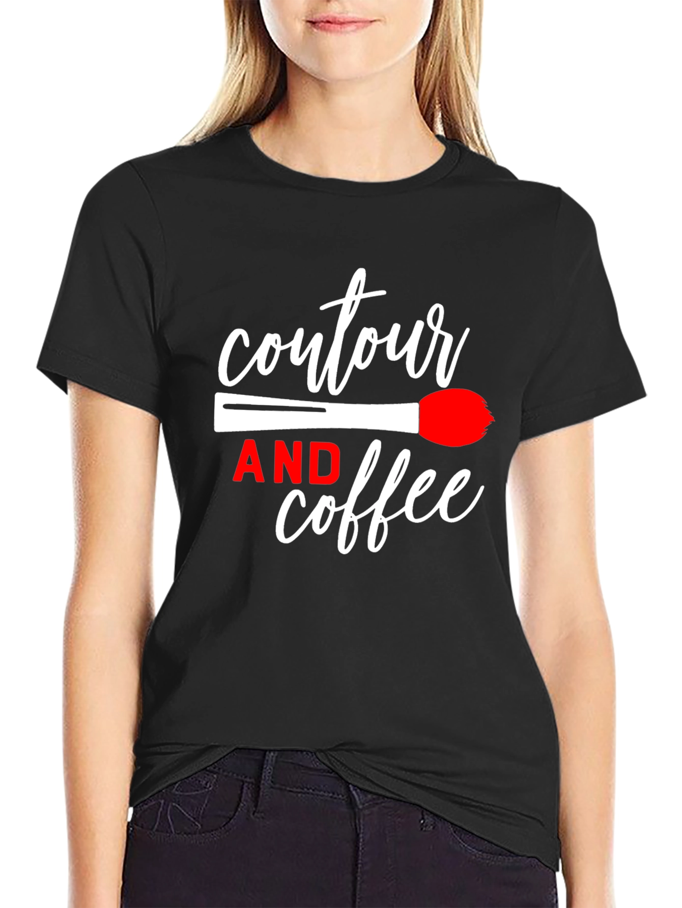 Black Contour & Coffee Graphic Tee - Makeup Lover's Shirt view 2