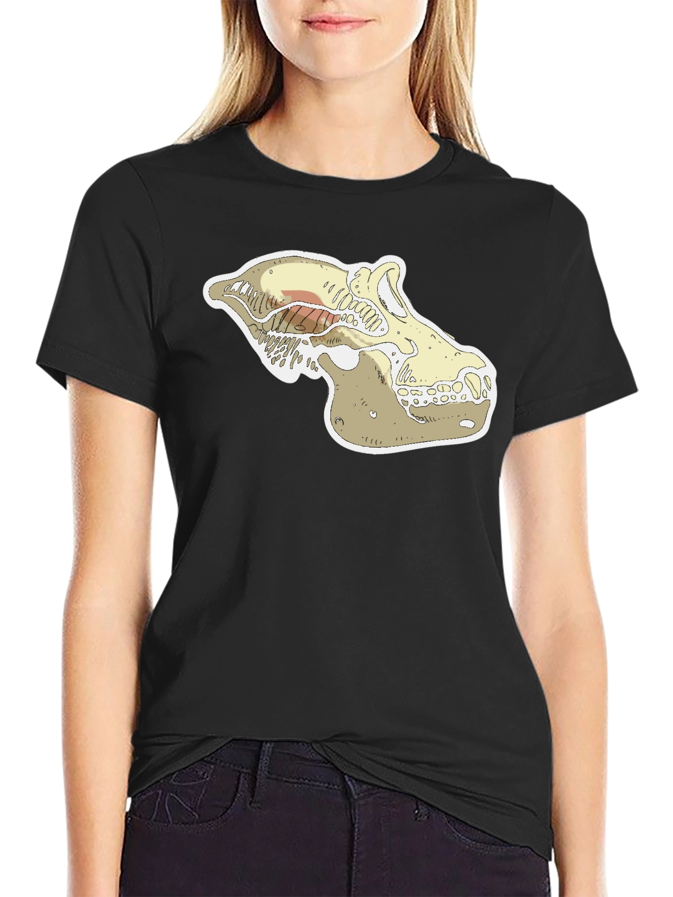 Black Cool Skull Graphic Black T-Shirt view 2