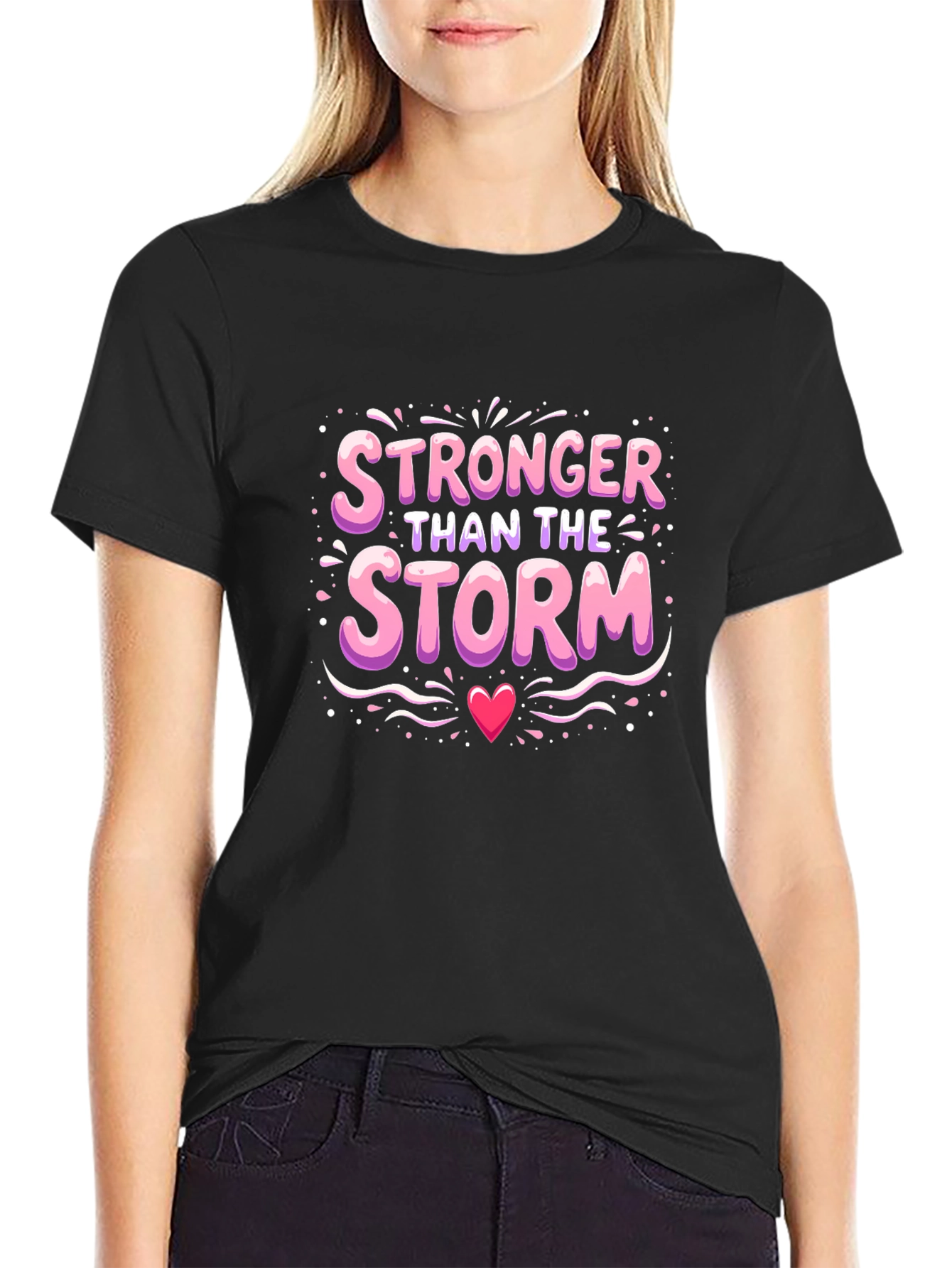 Black Stronger Than The Storm T-Shirt view 2