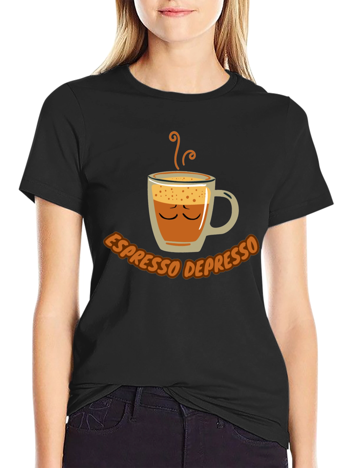 Black Espresso Depresso Funny Coffee T-Shirt view 2
