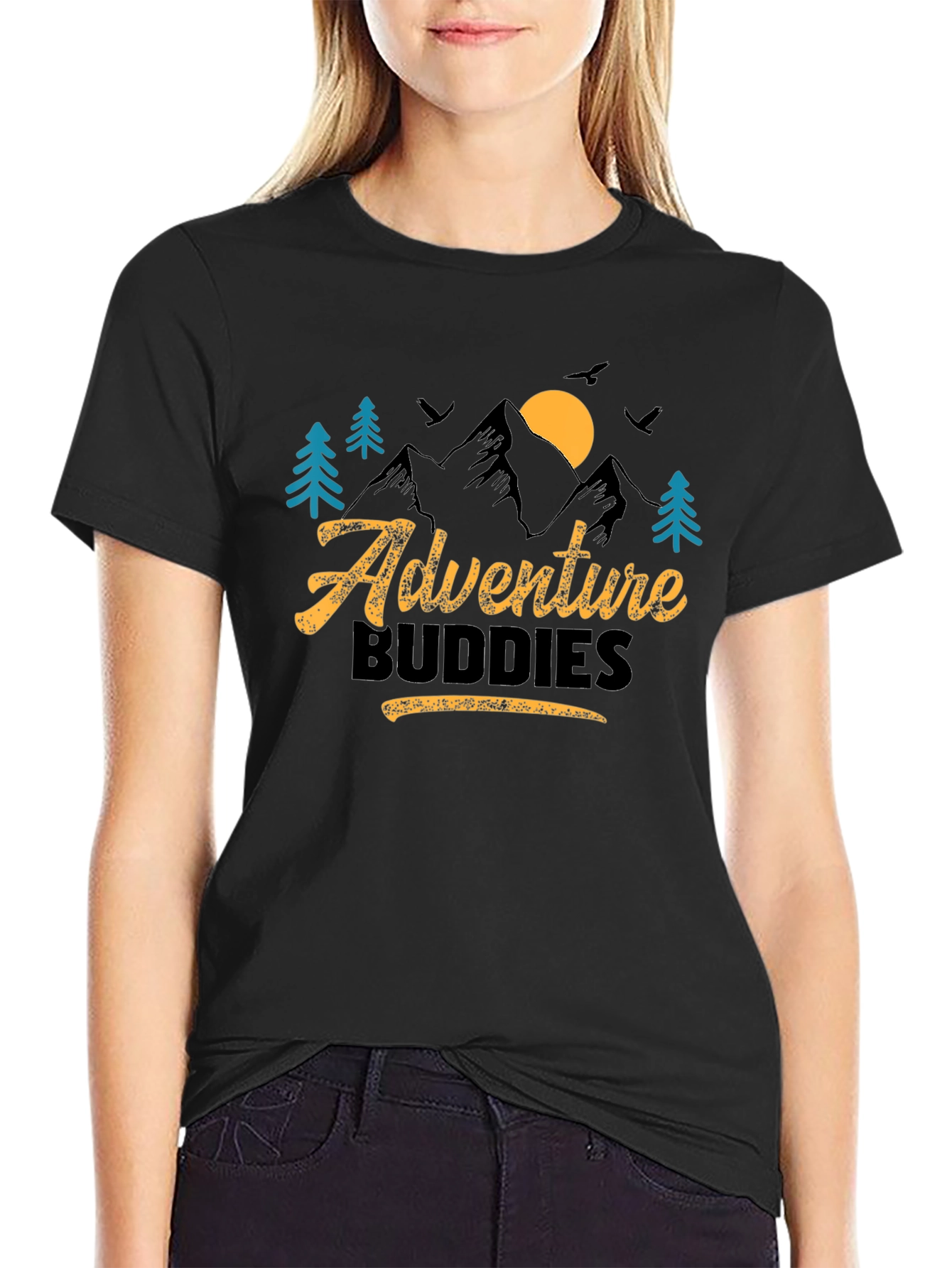 Black Adventure Buddies Graphic T-Shirt view 2