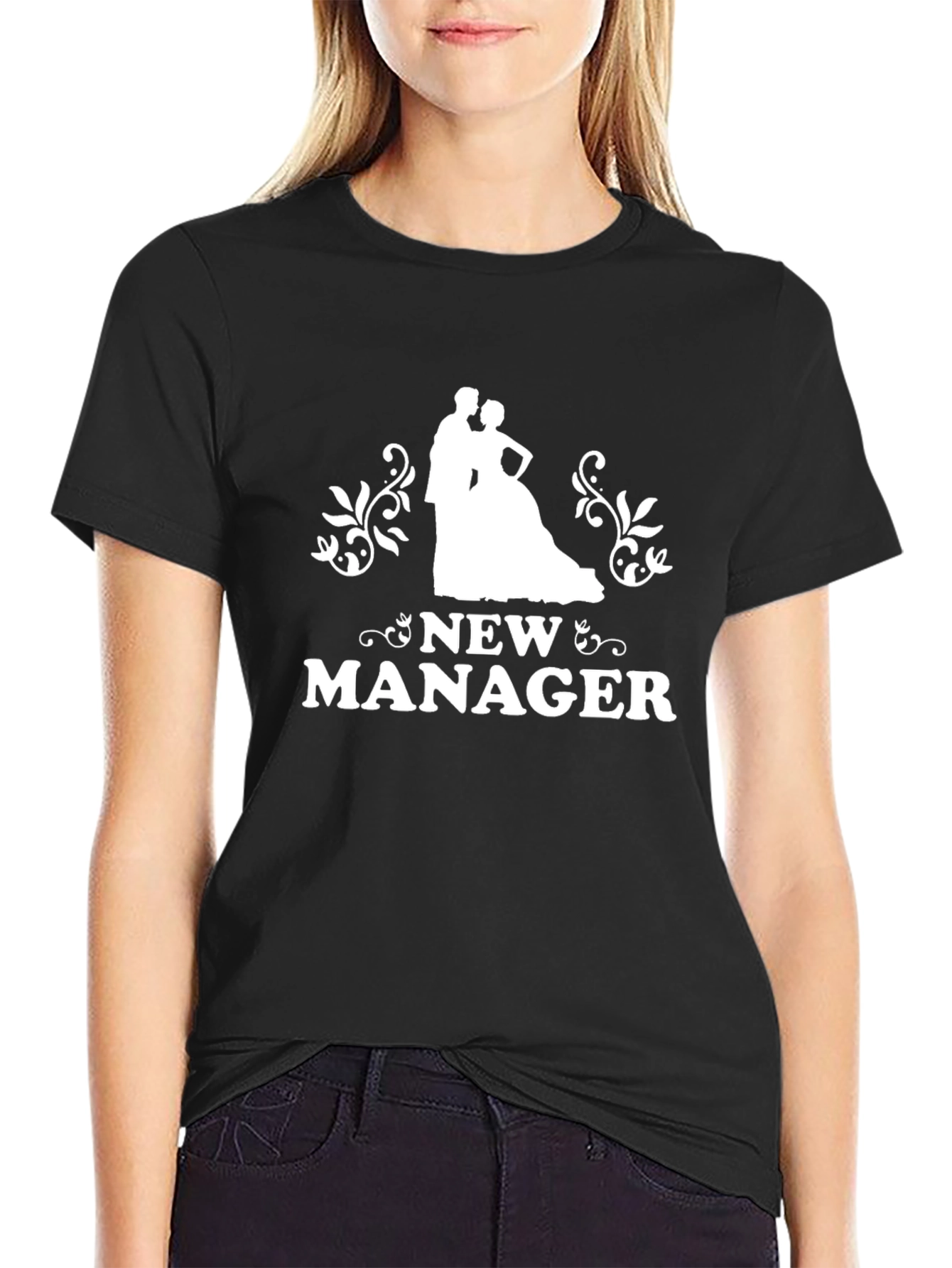 Black New Manager Wedding T-Shirt view 2