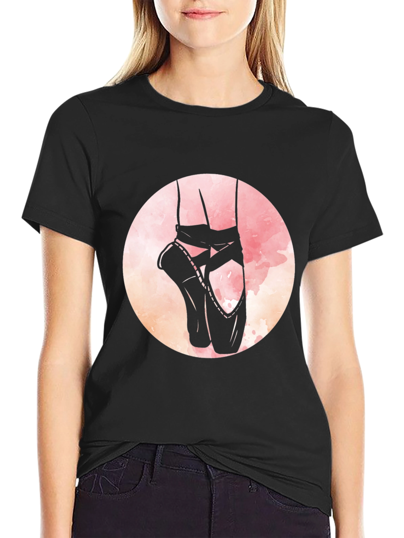 Ballet Shoes Graphic Tee - Dance Lover's Black T-Shirt - 2