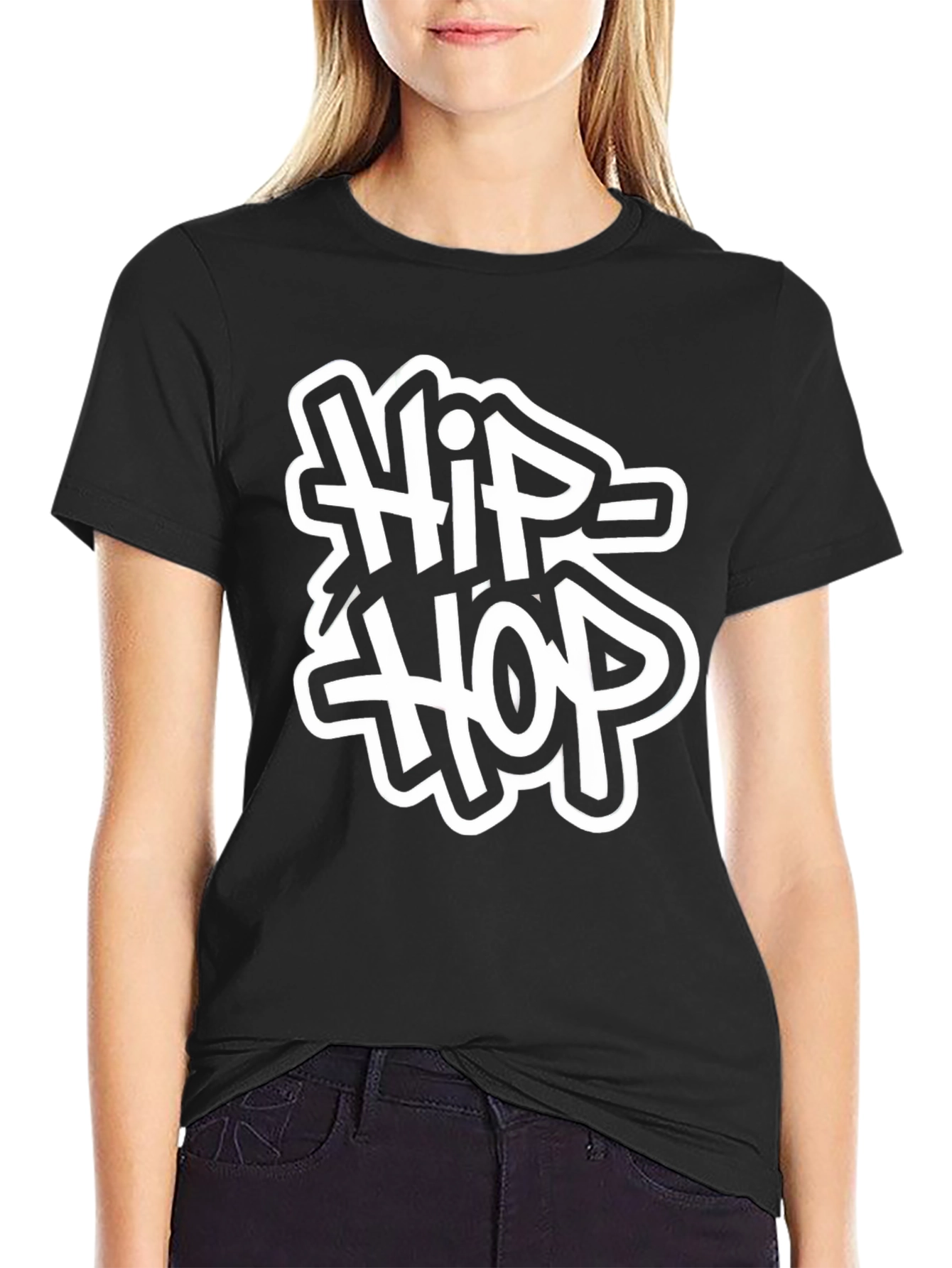 Black Hip Hop Graphic Tee - Black view 2