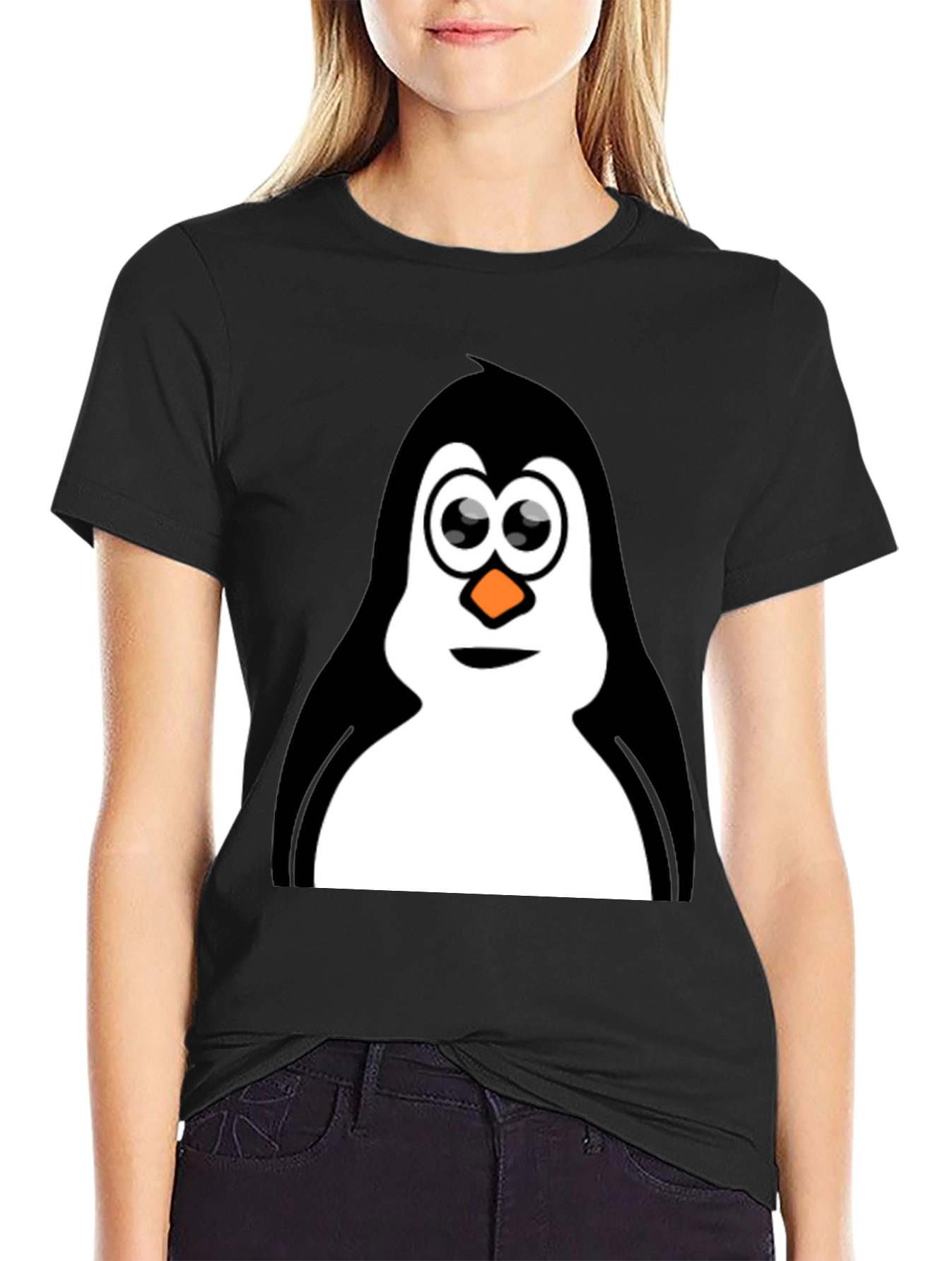 Black Penguin Graphic Tee - Black Cotton T-Shirt view 2